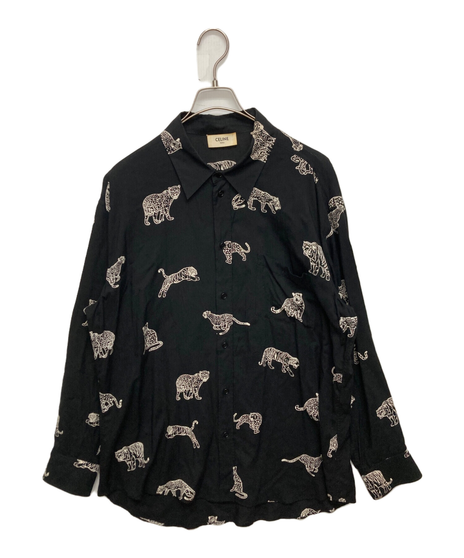 CELINE レオパード柄 長袖シャツ 42 中古・古着通販】CELINE (セリーヌ) アニマル総柄レーヨン長袖シャツ