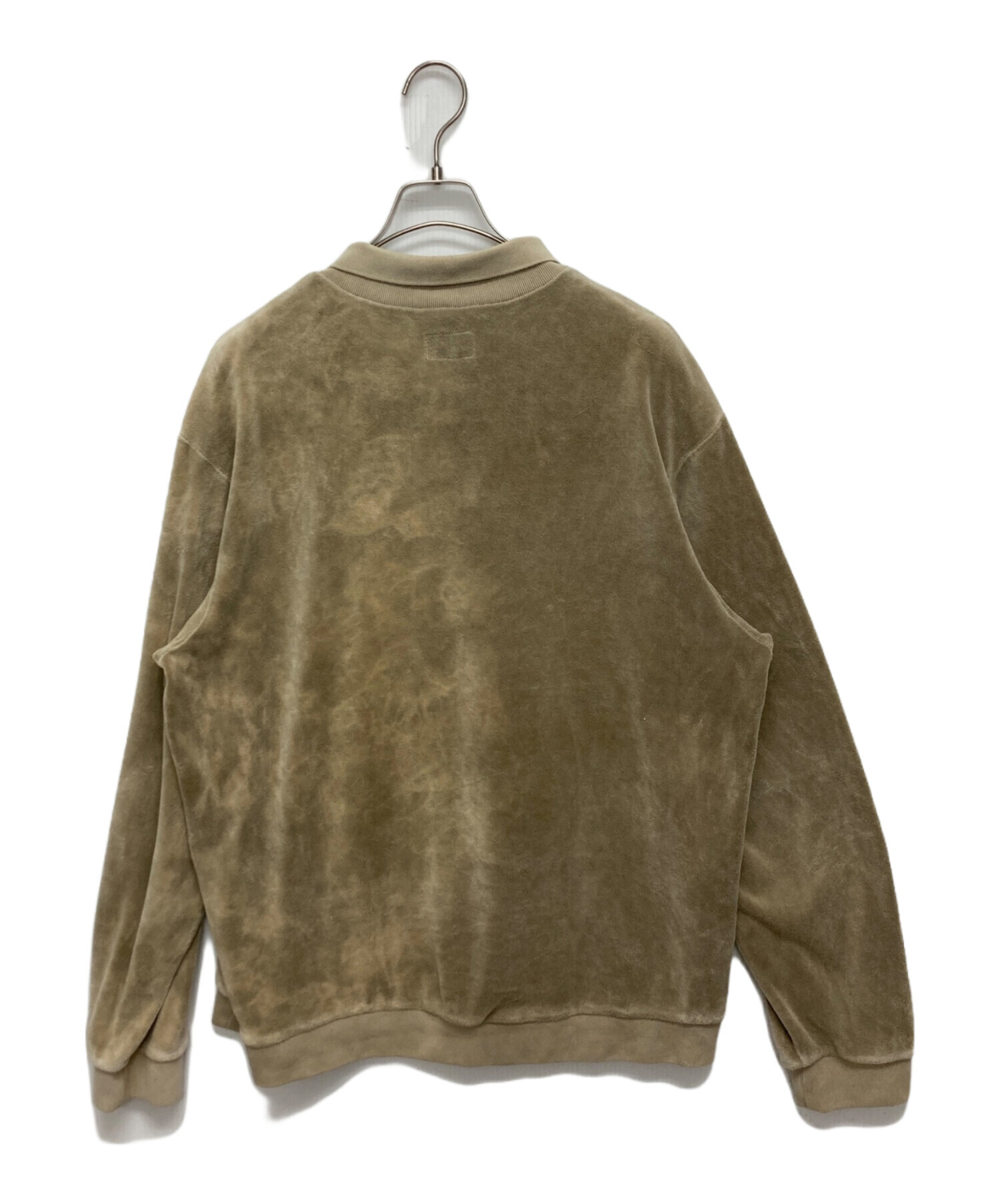 Supreme Bleached Velour L/S Polo blue XL モーガン蔵人 着用 
