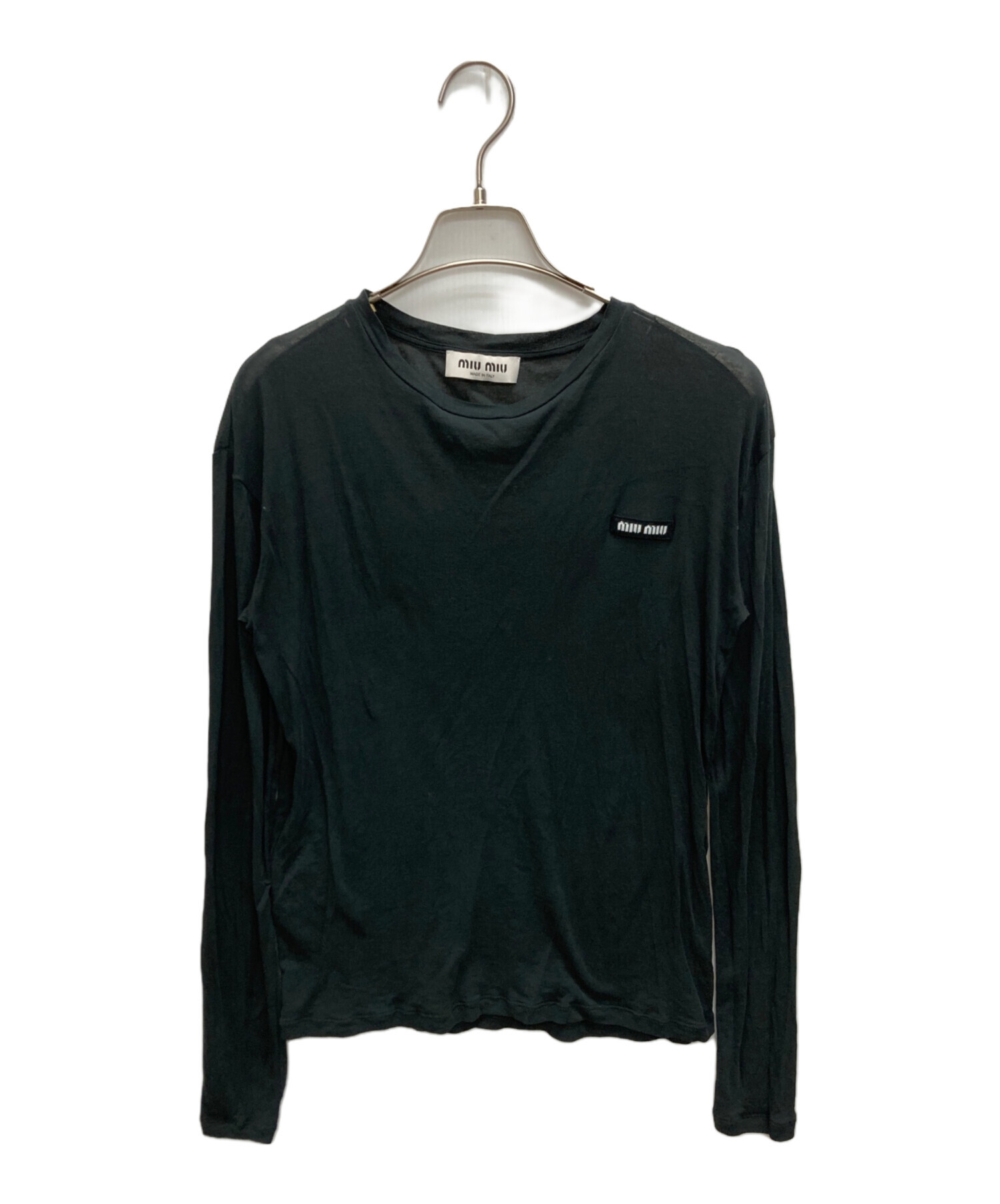 3ヶ月使用、美品 中古・古着通販】MIU MIU (ミュウミュウ) ロゴパッチカットソー グレー