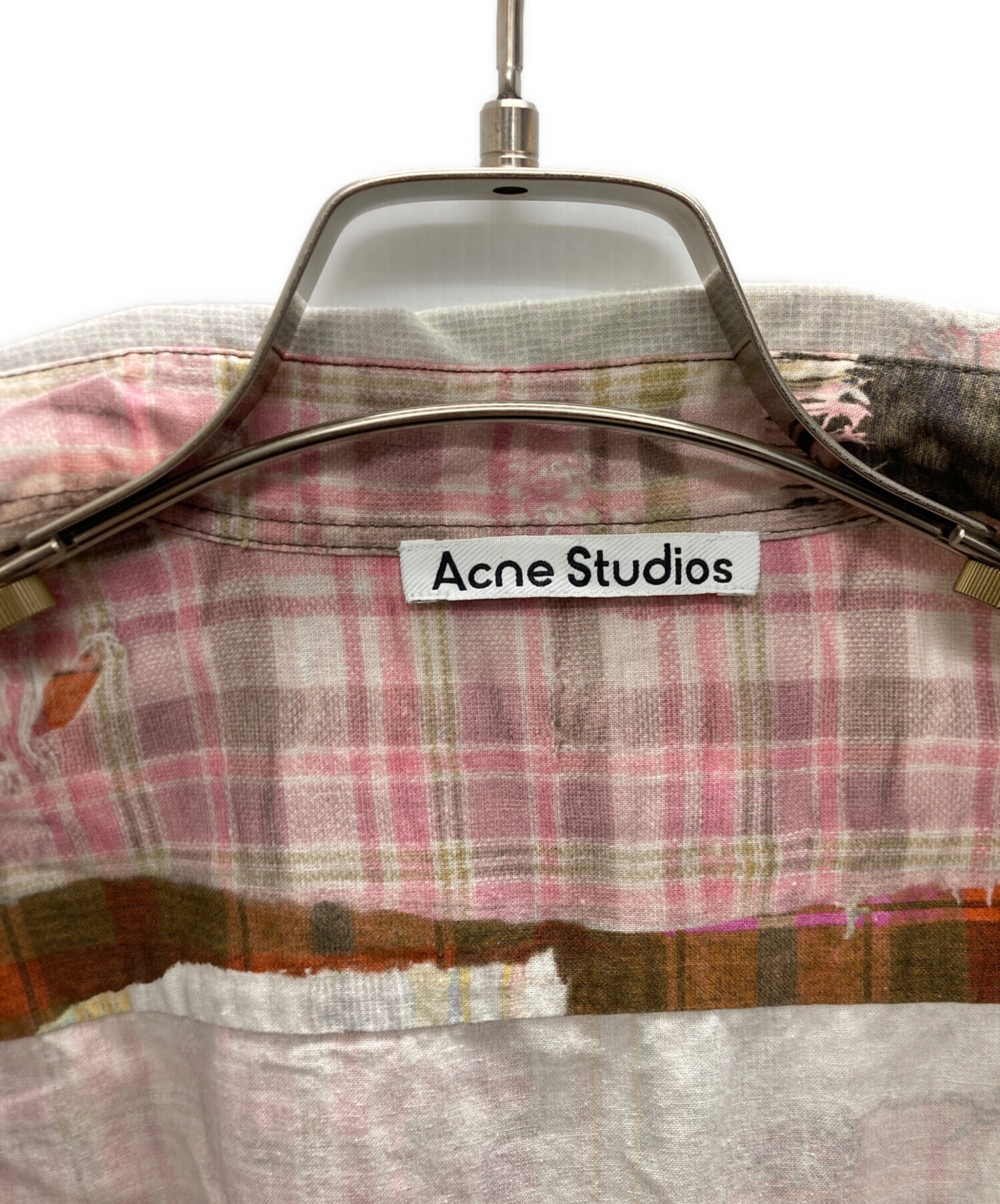 acne studios パッチワークプリントシャツ ピンク 中古・古着通販】Acne studios (アクネ ストゥディオス) パッチワーク