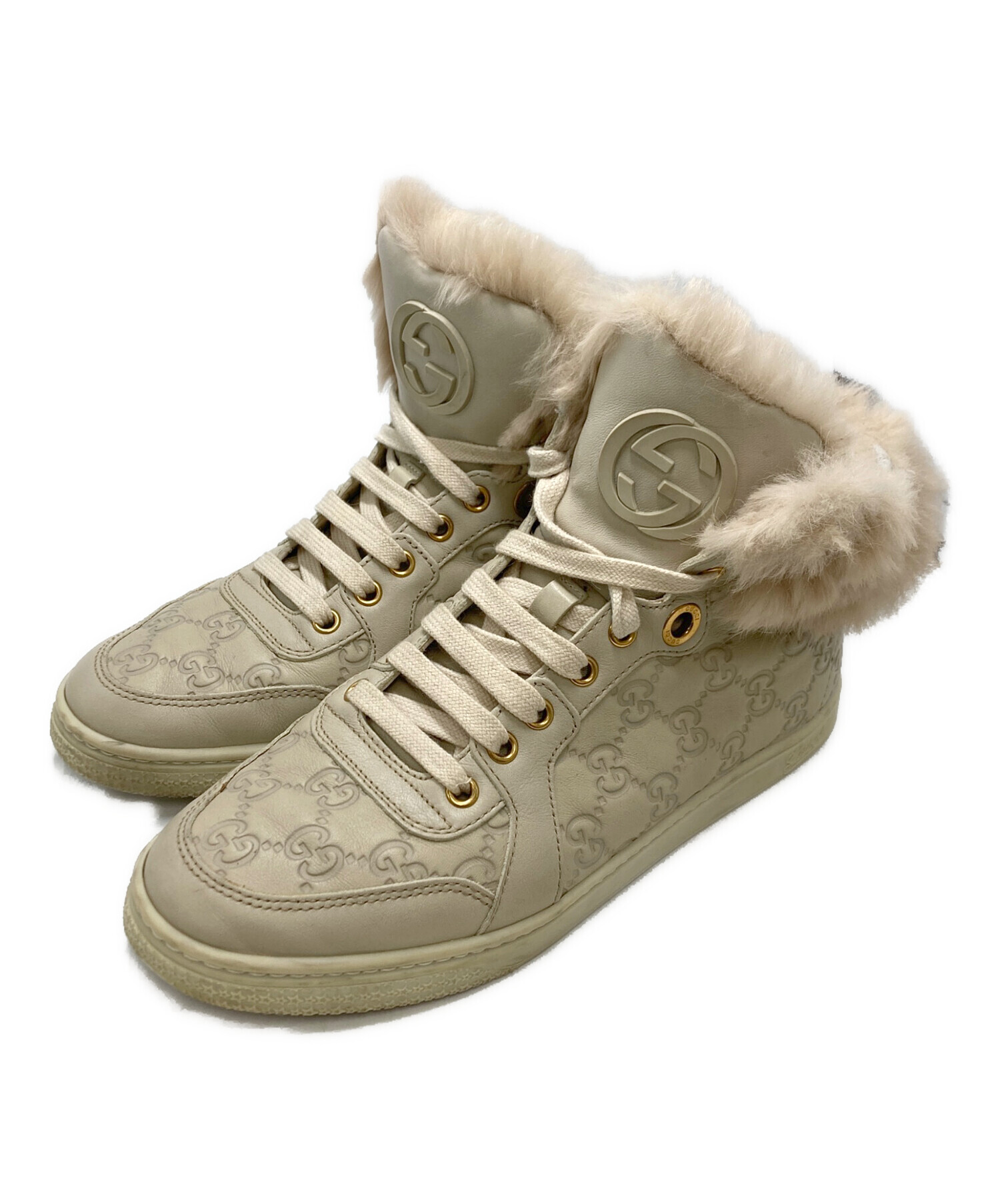 中古・古着通販】GUCCI (グッチ) ハイカットスニーカー アイボリー 