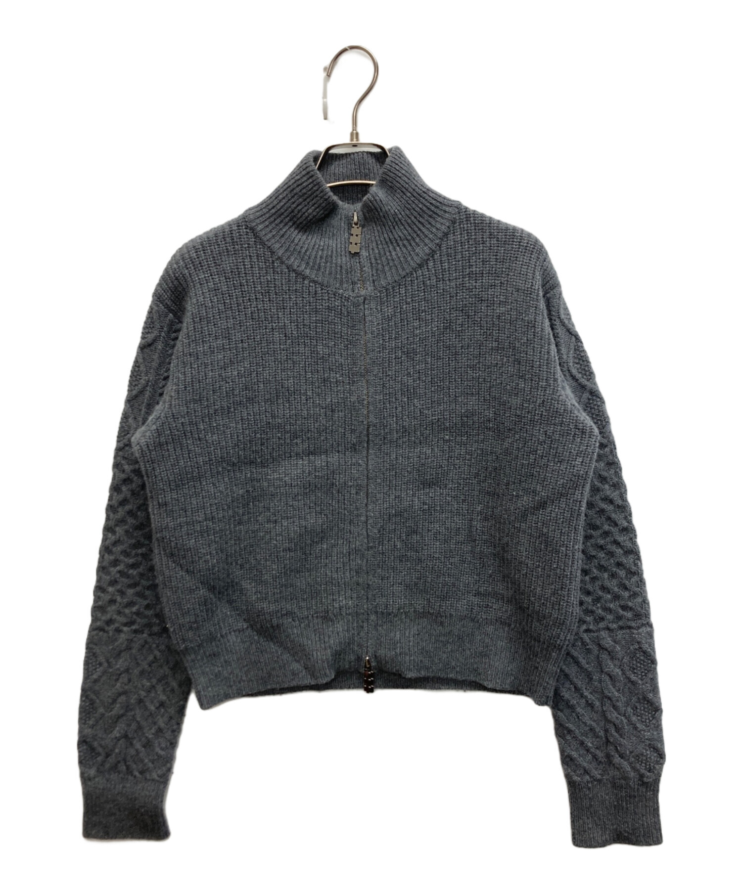 中古・古着通販】TTT MSW (ティー) Drivers Zip Up Knit グレー サイズ 