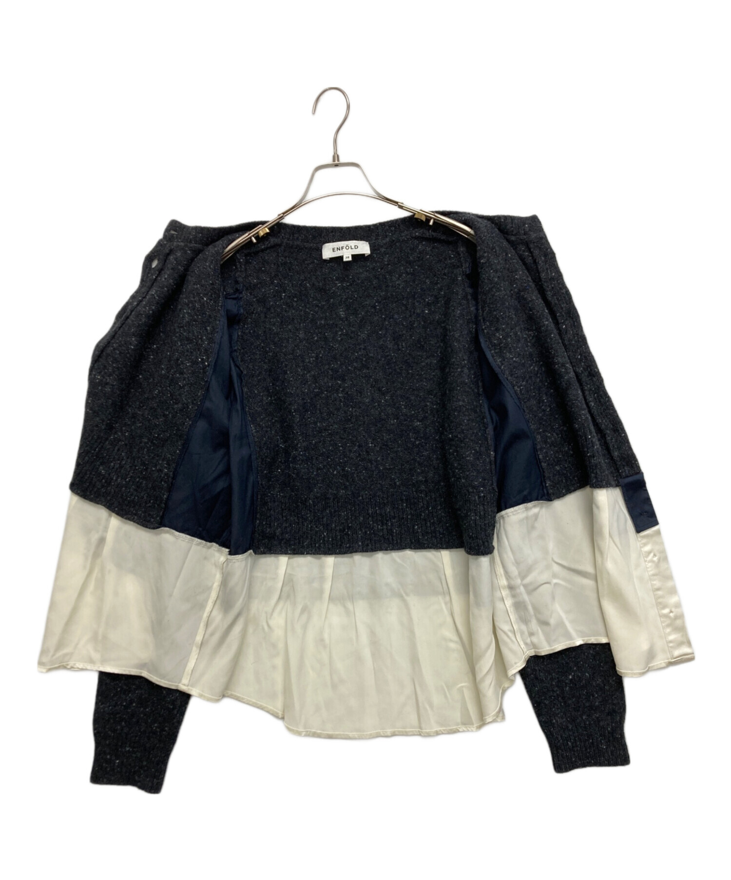 ENFOLD エンフォルド 300HS270-0930 LAYERED-CARDIGAN レイヤード カーディガン オフホワイト系 38【中古】 ENFOLD - ENFOLD エンフォルド 300HS270-0930 LAYERED-CARDIGAN