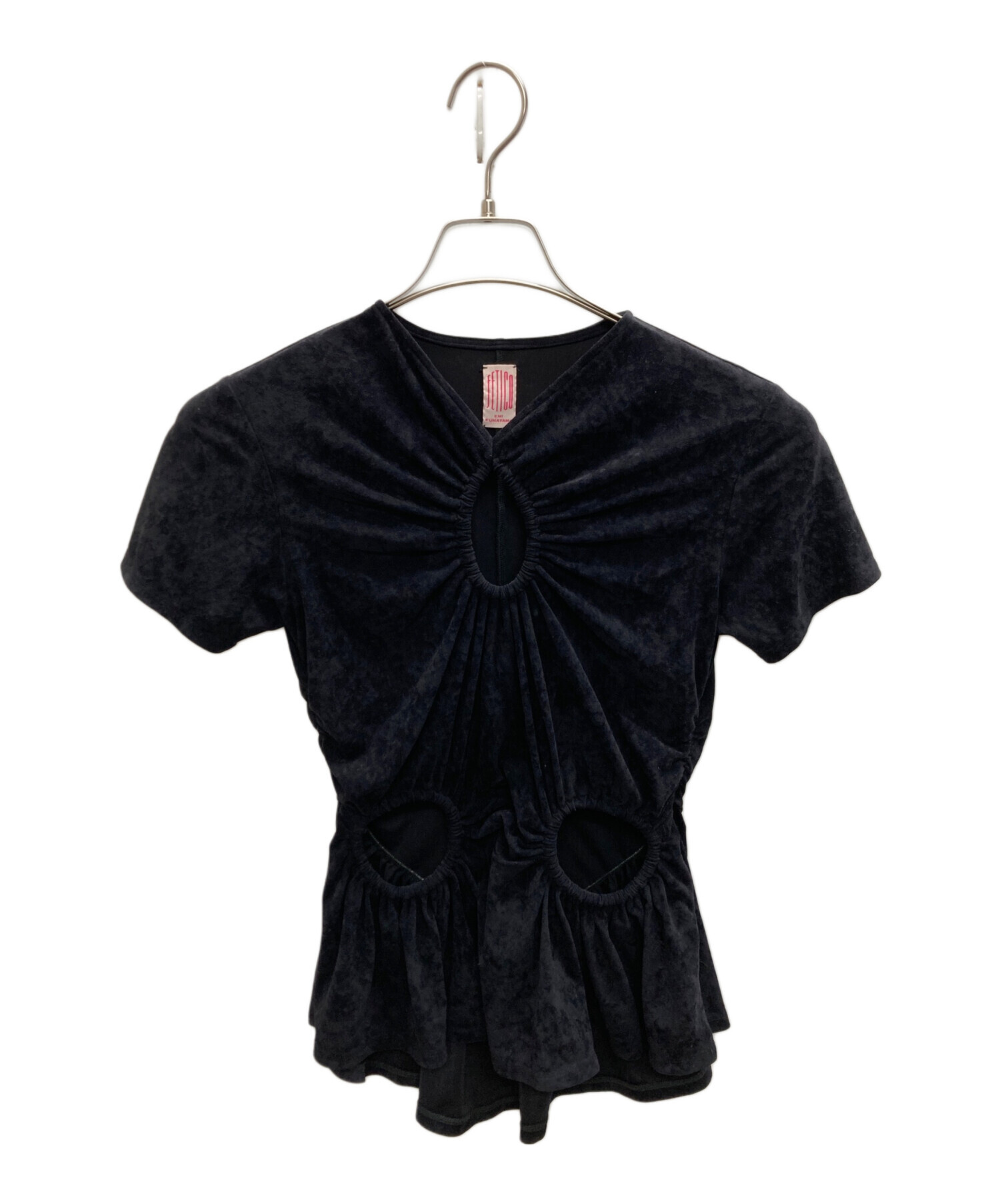 fetico CUTOUT JERSEY T-SHIRT size2 タグ付き 中古・古着通販】FETICO (フェティコ) CUTOUT VELOUR T-SHIRT ブラック
