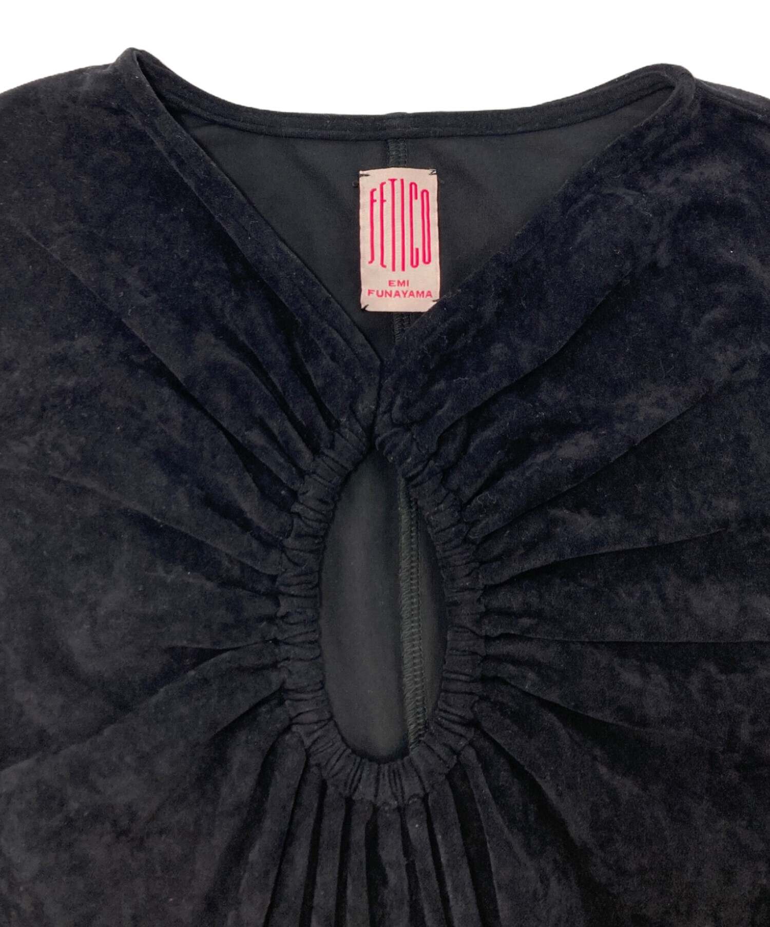 FETICO / フェティコ | 2024AW | CUTOUT VELOUR T-SHIRT カットソー | 1 | ブラック | レディース 中古・古着通販】FETICO (フェティコ) CUTOUT VELOUR T-SHIRT ブラック