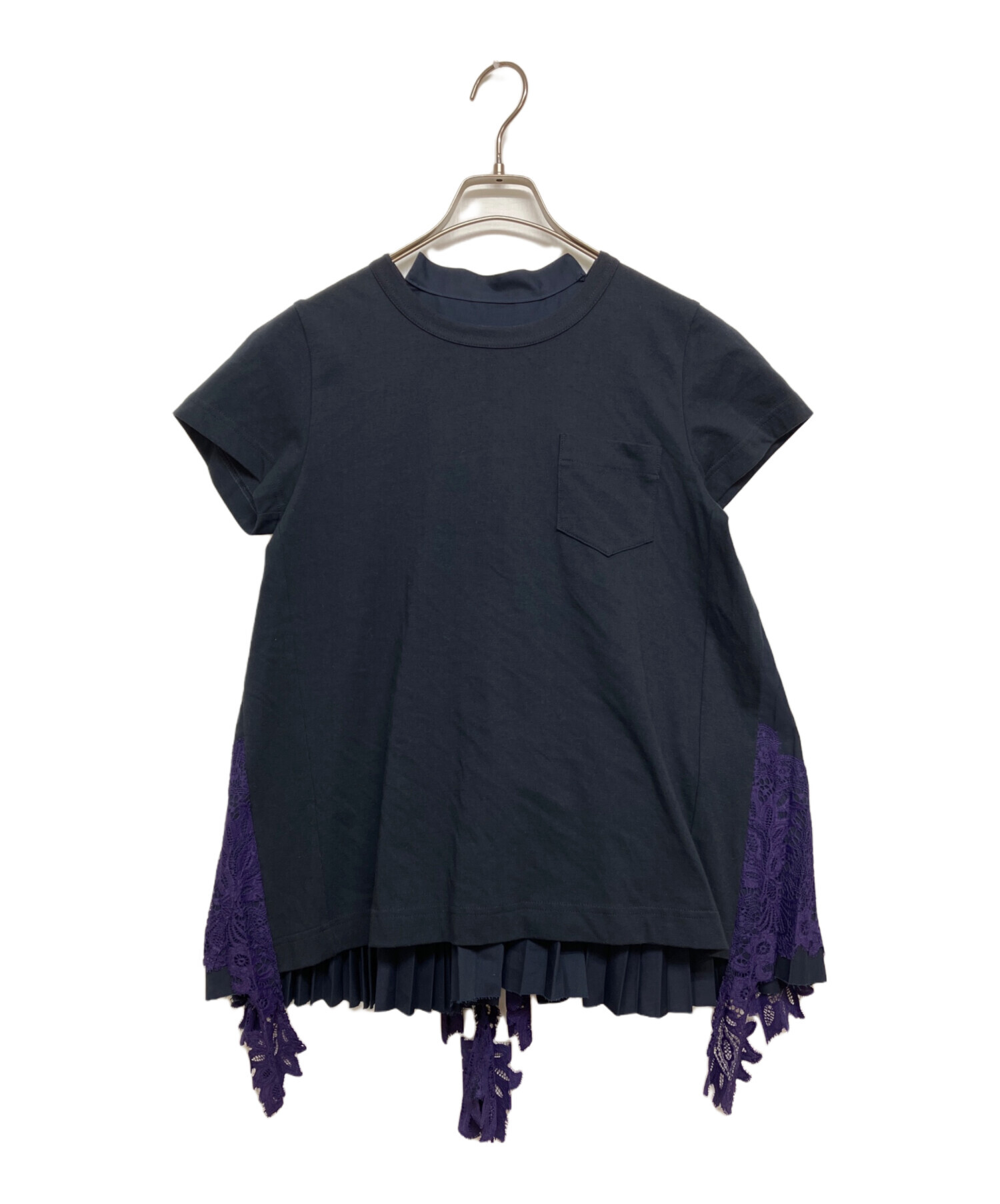 ラ*ネ様 sacai サカイ 半袖 ドッキング切替 カットソー 3 ネイビー ブ sacai - サカイ サイド切替ドッキングカットソー 1 レディース