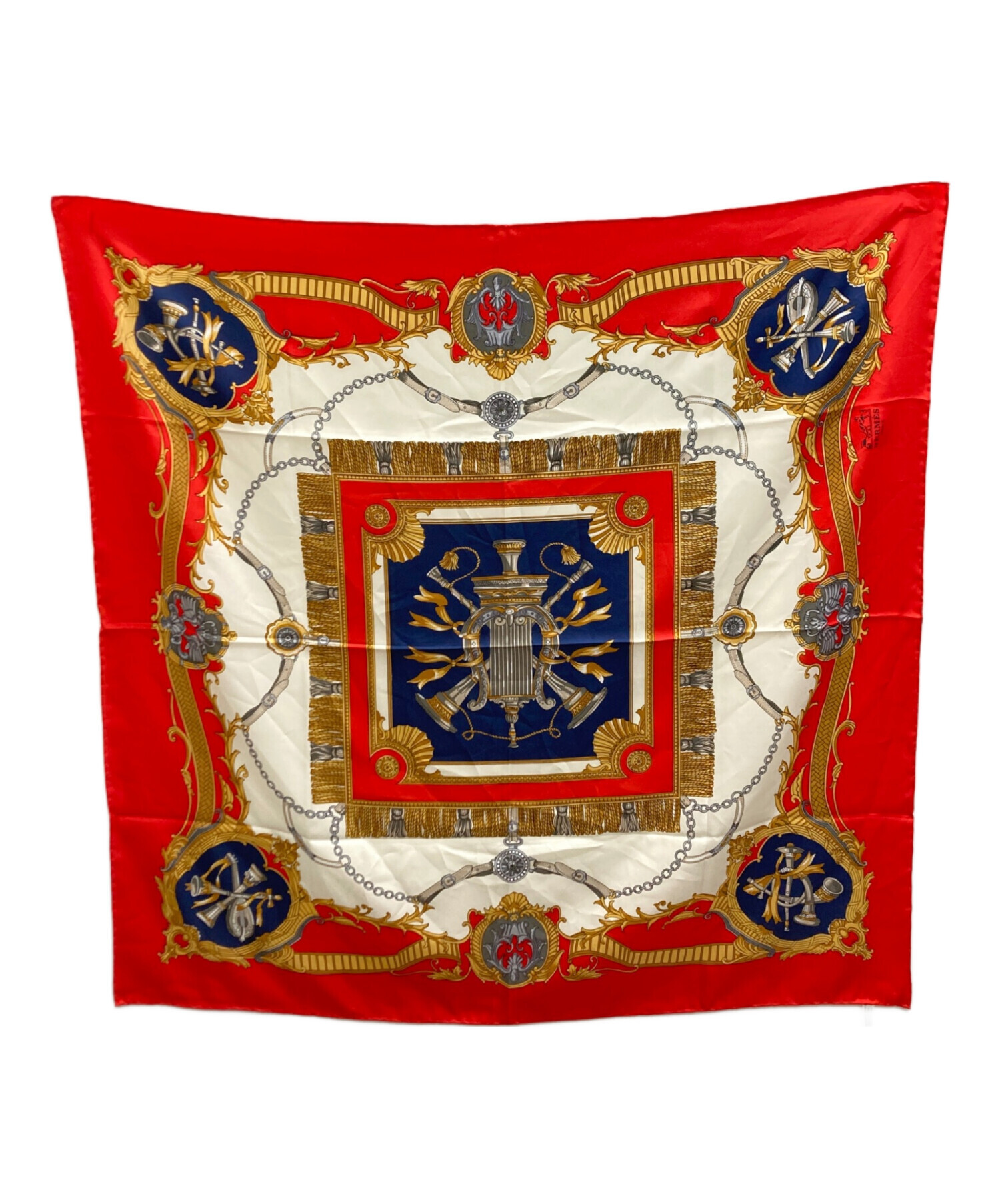 中古・古着通販】HERMES (エルメス) スカーフ ホワイト×レッド