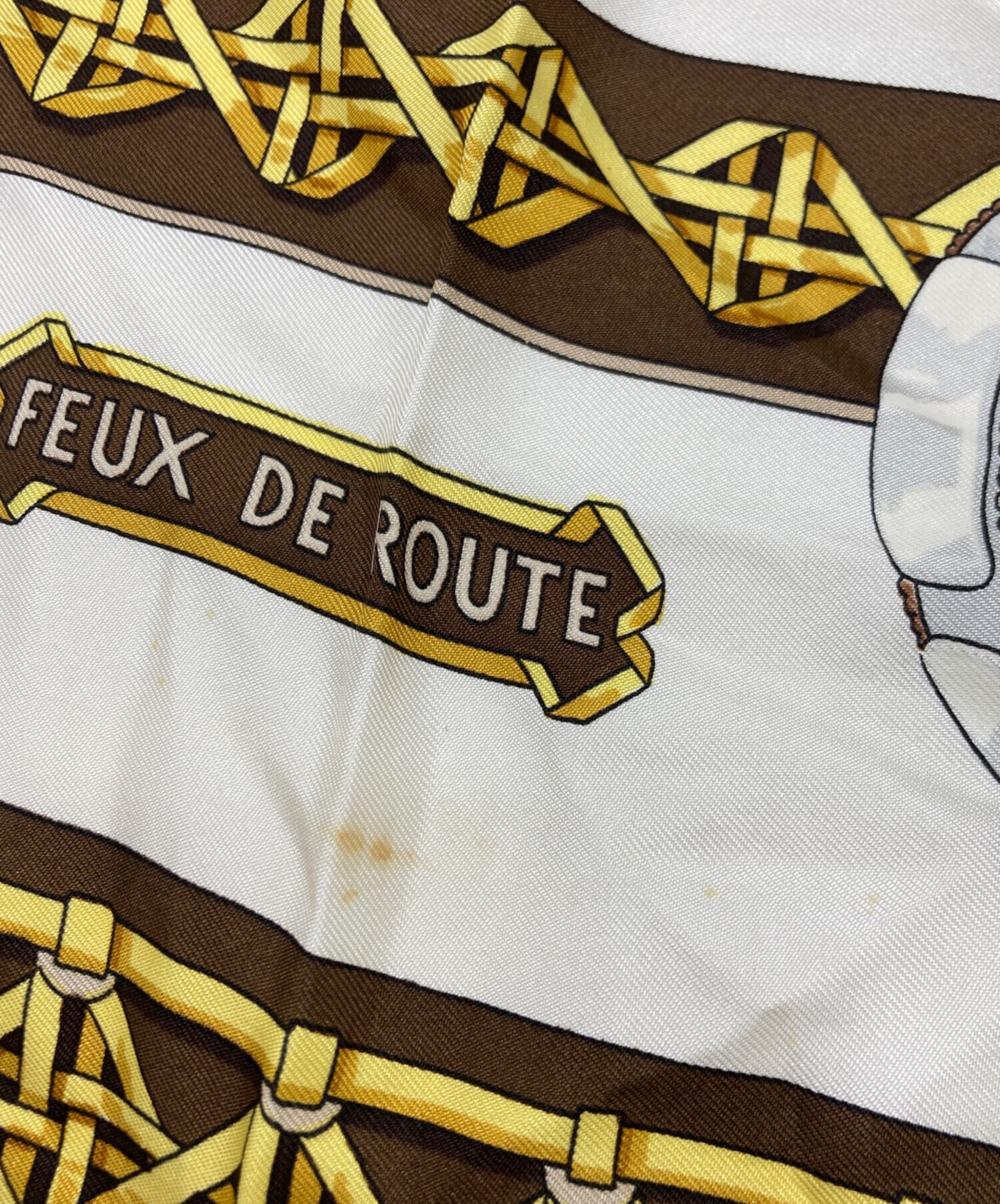 中古・古着通販】HERMES (エルメス) スカーフ ホワイト×ベージュ