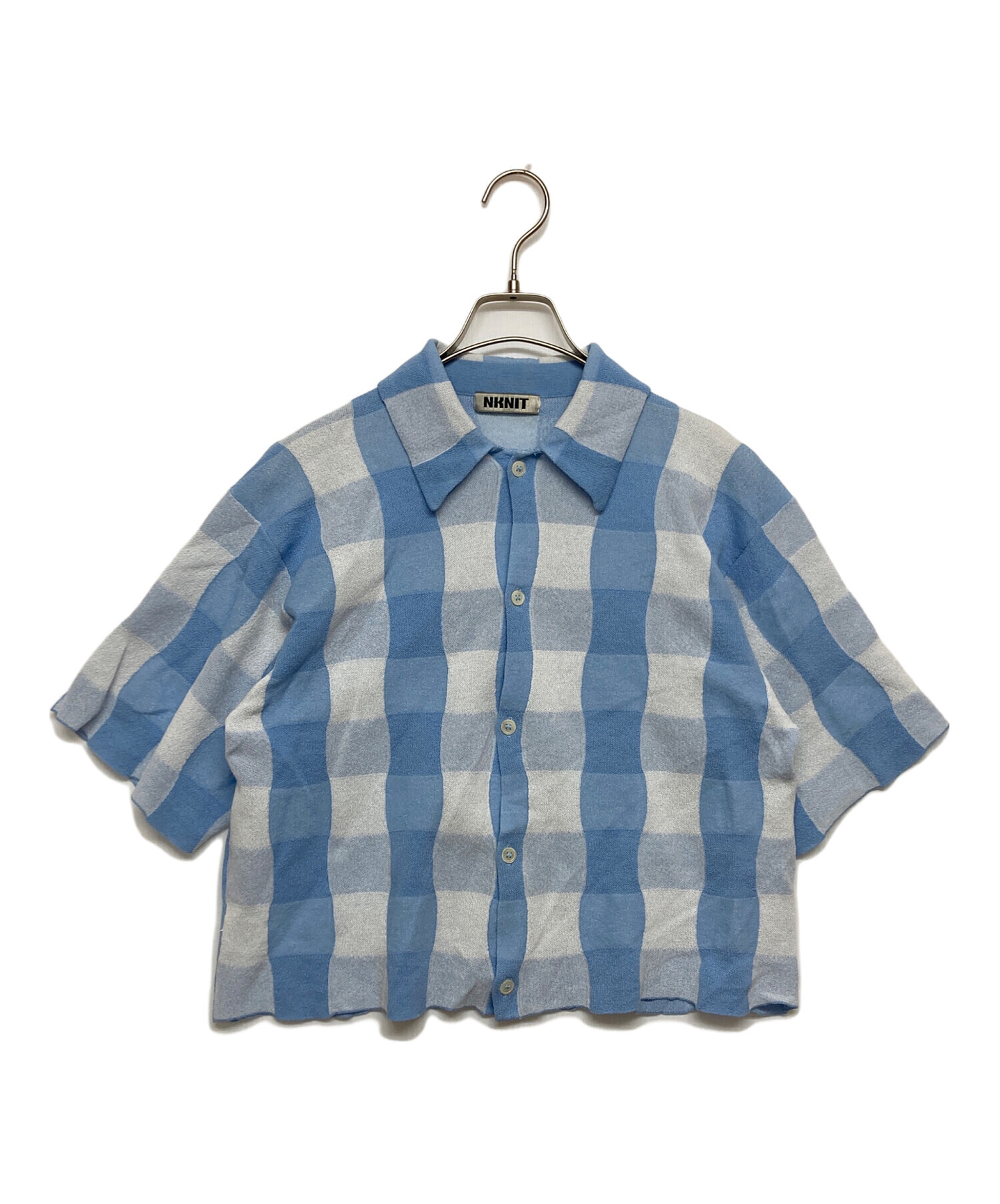 〈nk様〉確認/専用ページです⸝꙳.⋆ 中古・古着通販】NKNIT (ンニット) CHECKER PATTERN KNIT SHIRT ブルー