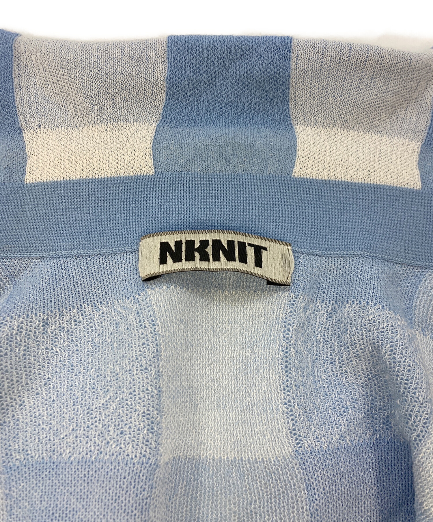 中古・古着通販】NKNIT (ンニット) CHECKER PATTERN KNIT SHIRT ブルー