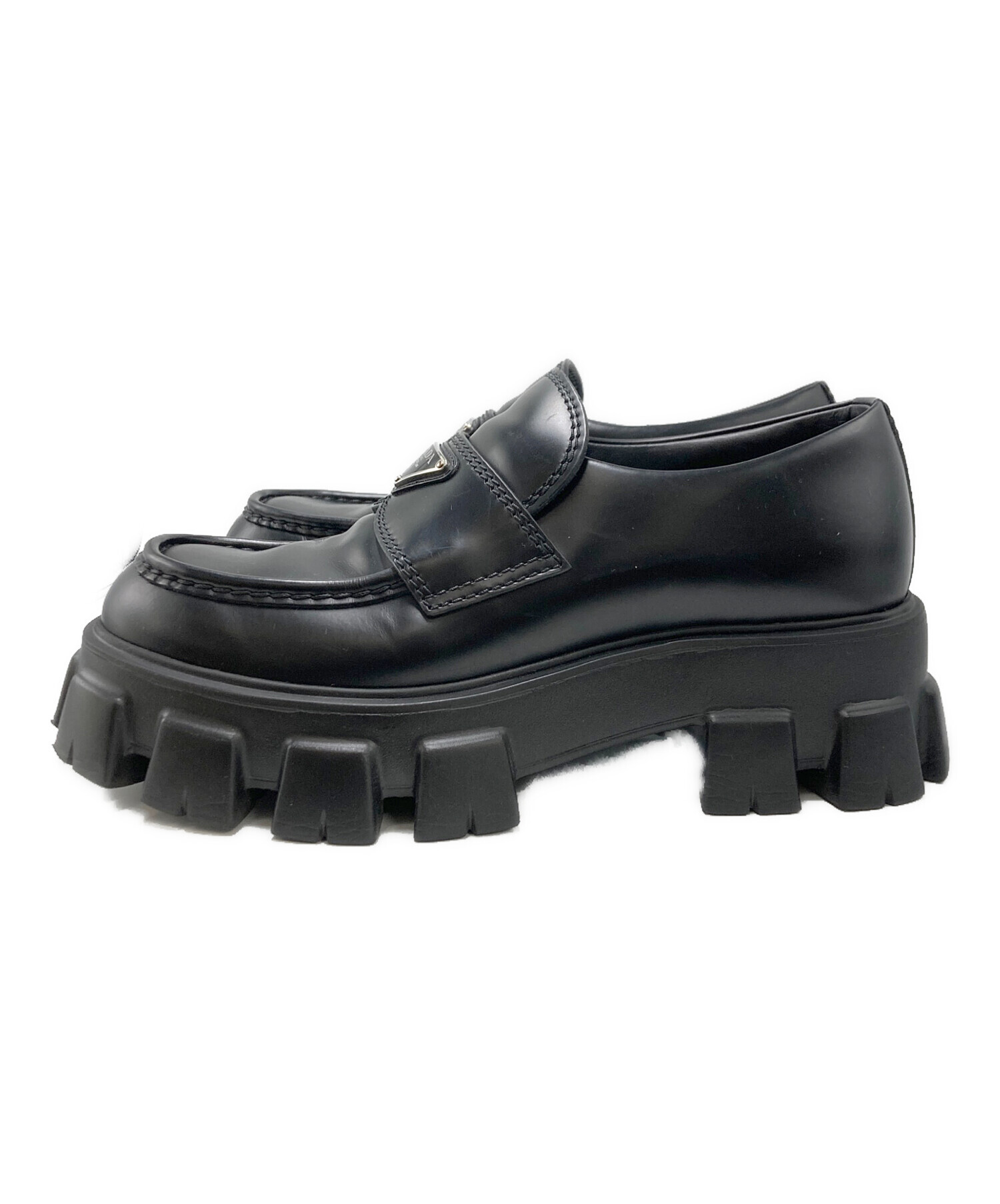 中古・古着通販】PRADA (プラダ) Monolith brushed leather loafers