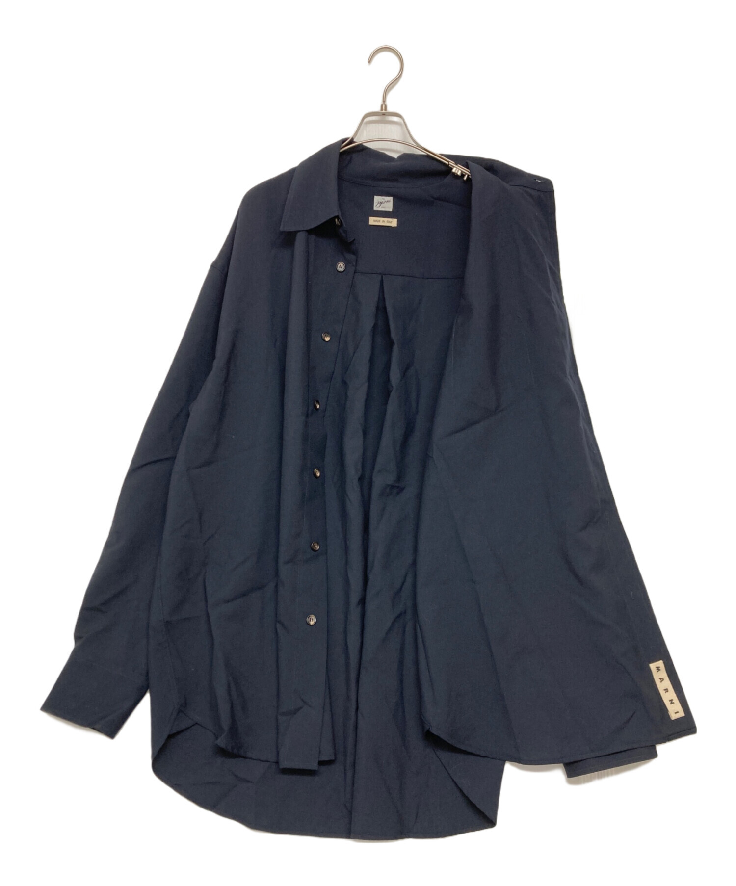 中古・古着通販】MARNI (マルニ) ウールオーバーサイズシャツ ネイビー 