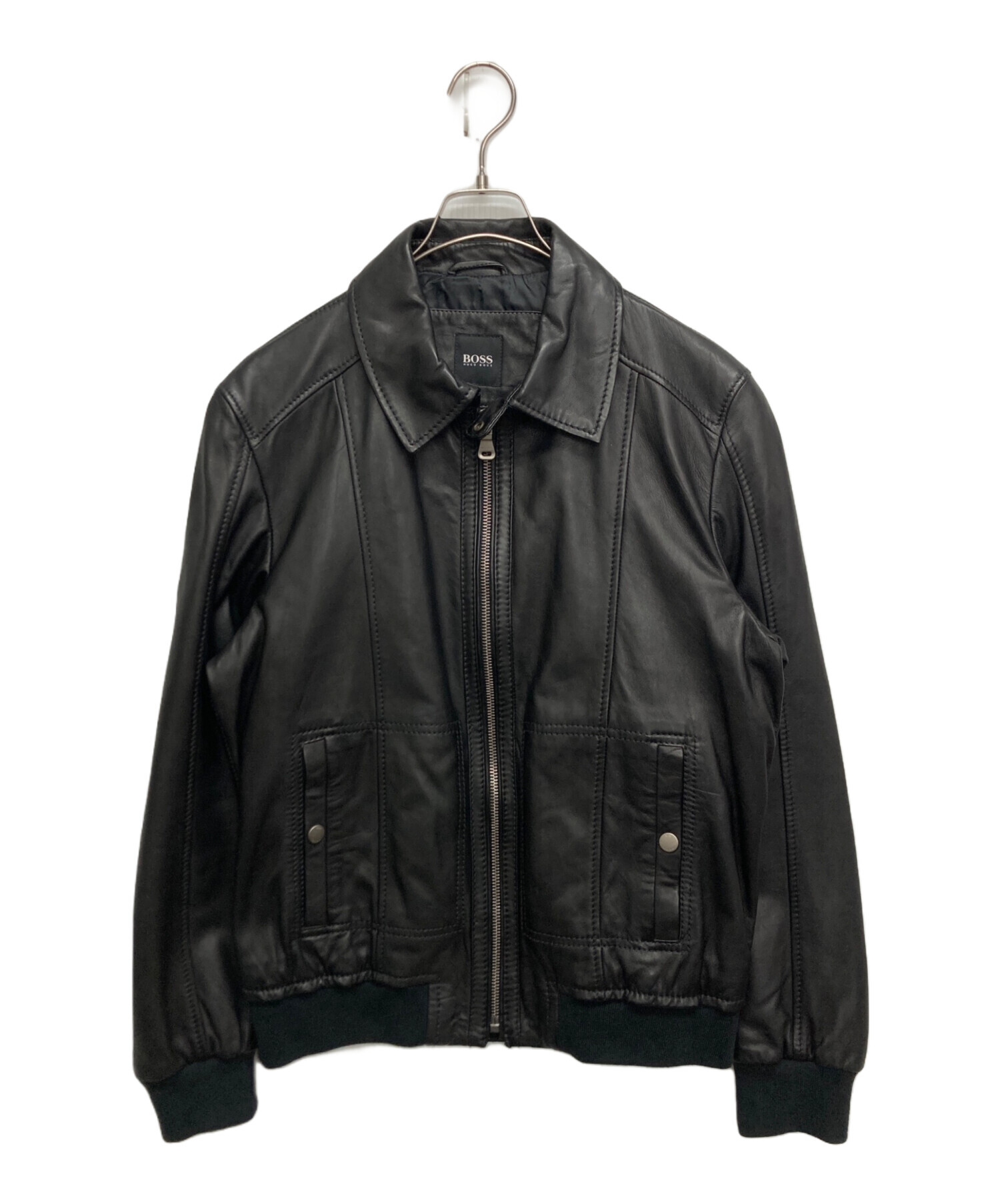 中古・古着通販】BOSS (ボス) ラムレザージャケット ブラック サイズ