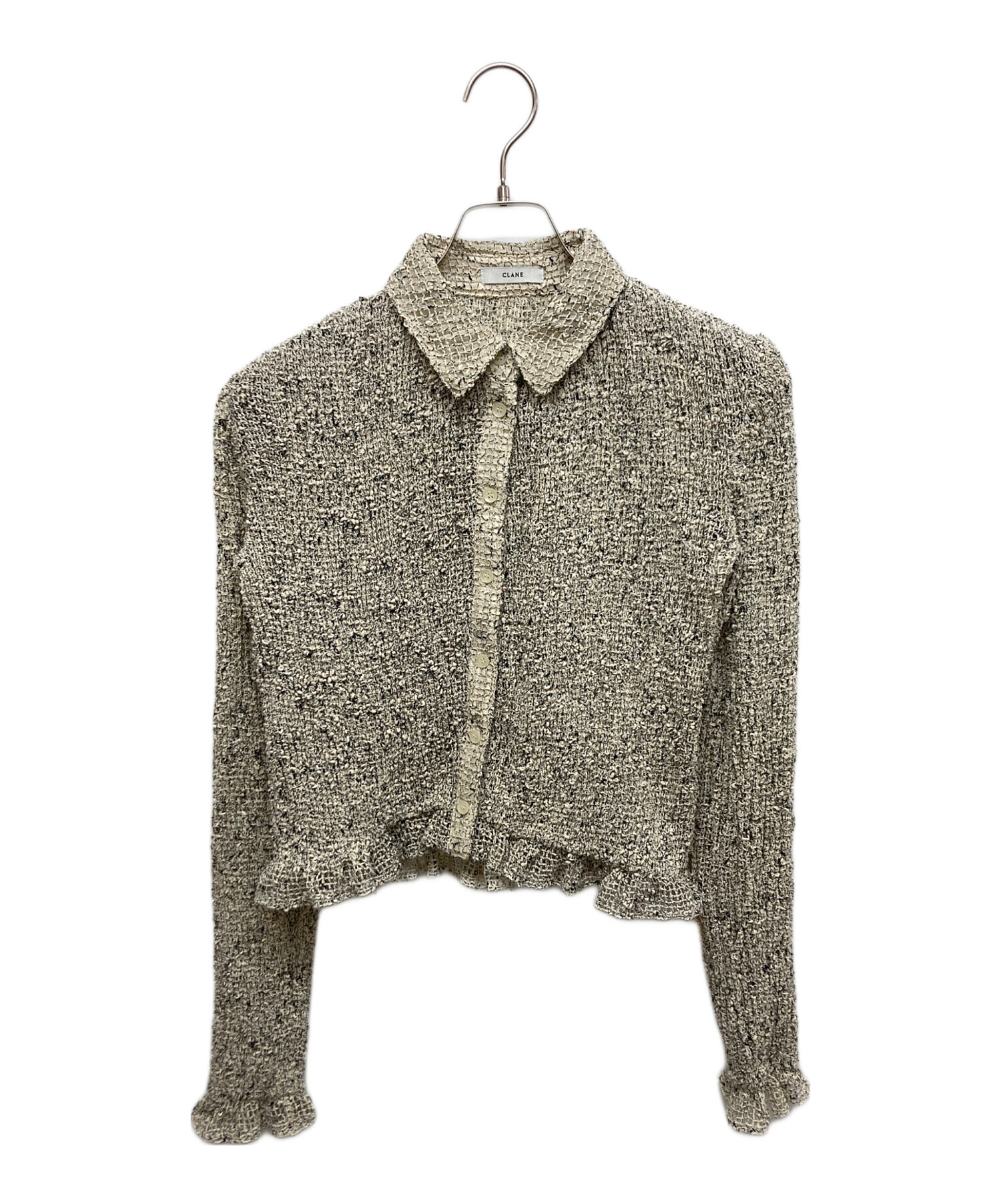 中古・古着通販】CLANE (クラネ) MIX MESH GATHER SHIRT ホワイト