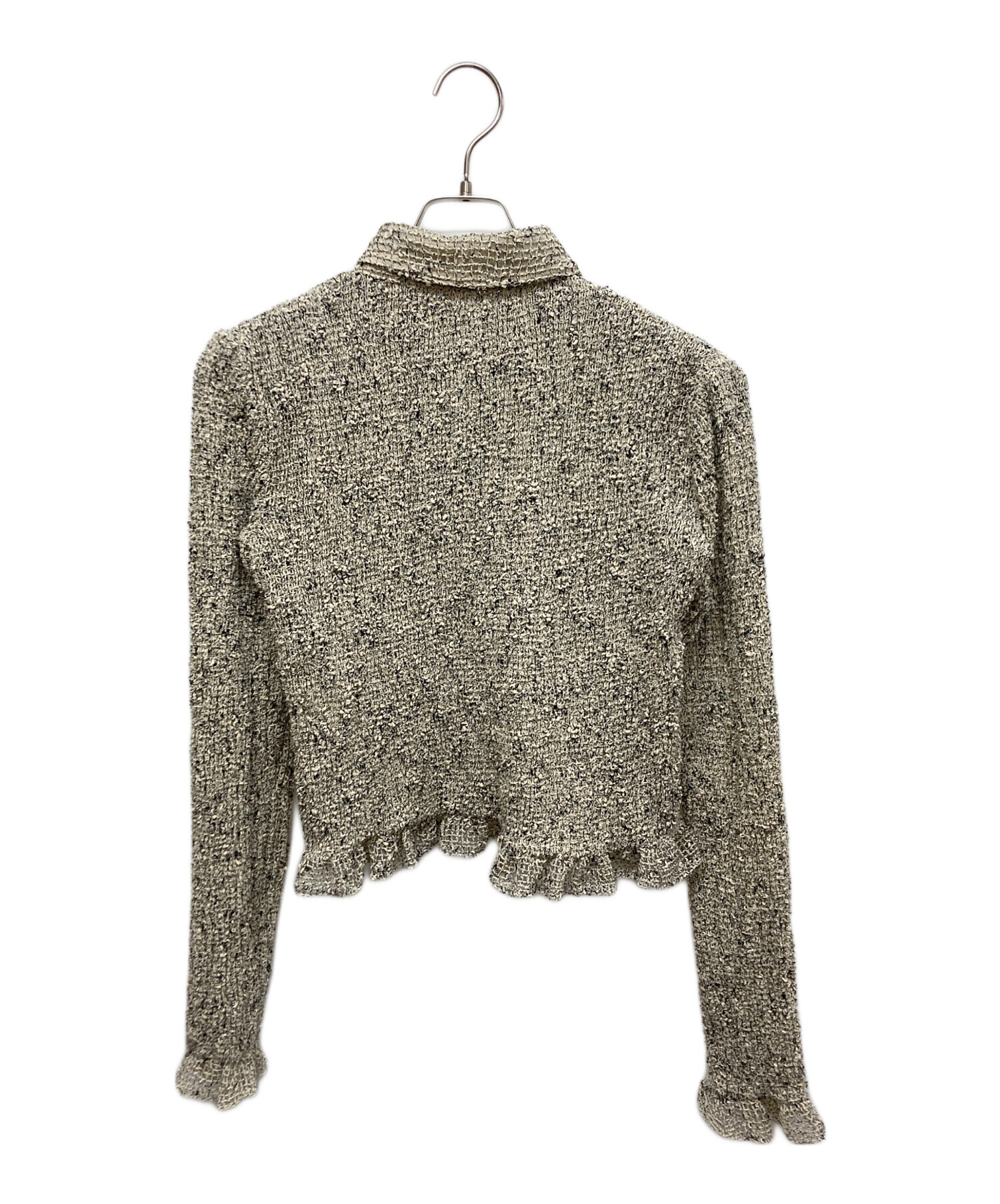 中古・古着通販】CLANE (クラネ) MIX MESH GATHER SHIRT ホワイト