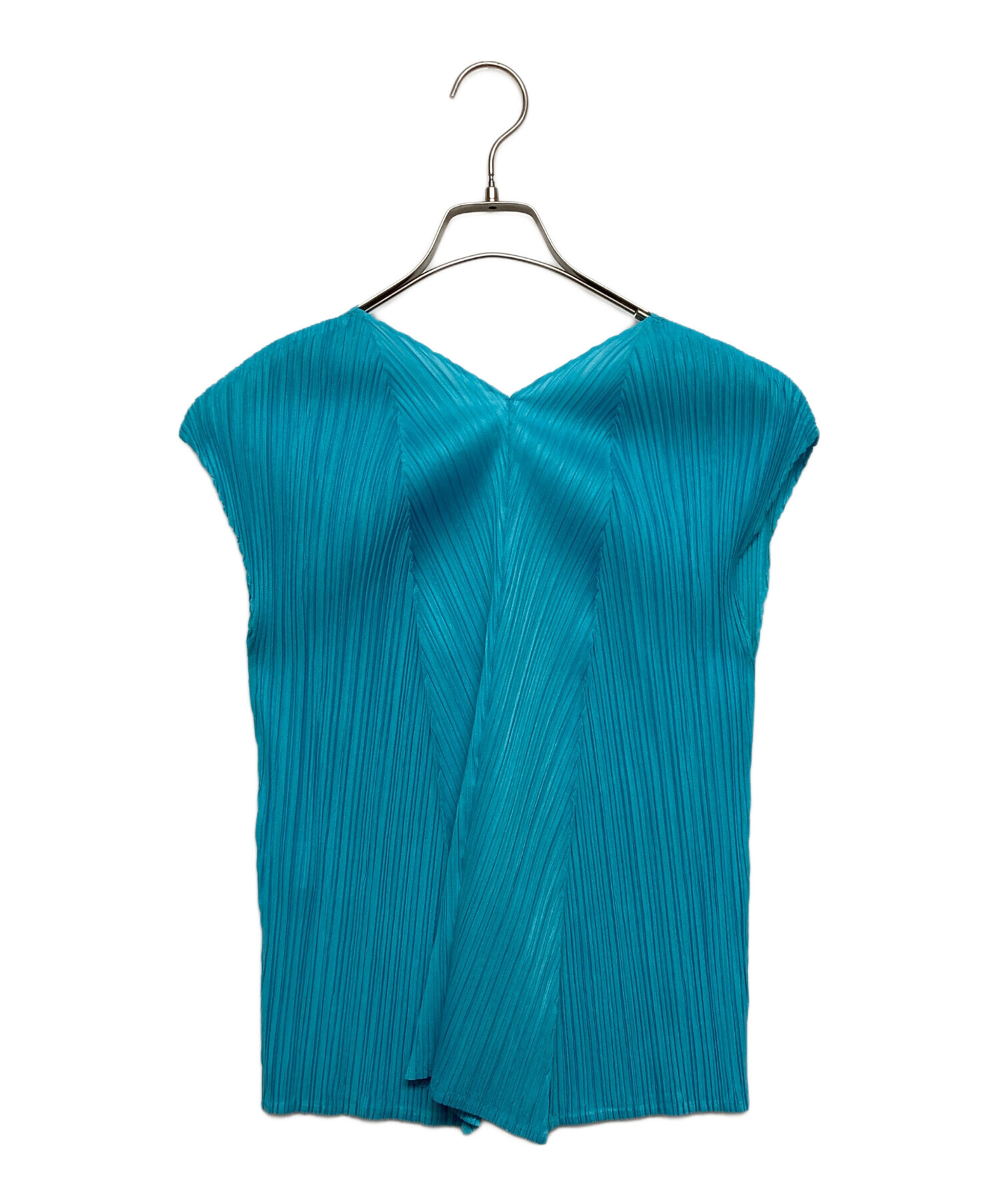 PLEATS PLEASE カットソー　ノースリーブ 中古・古着通販】PLEATS PLEASE (プリーツプリーズ) Vネック