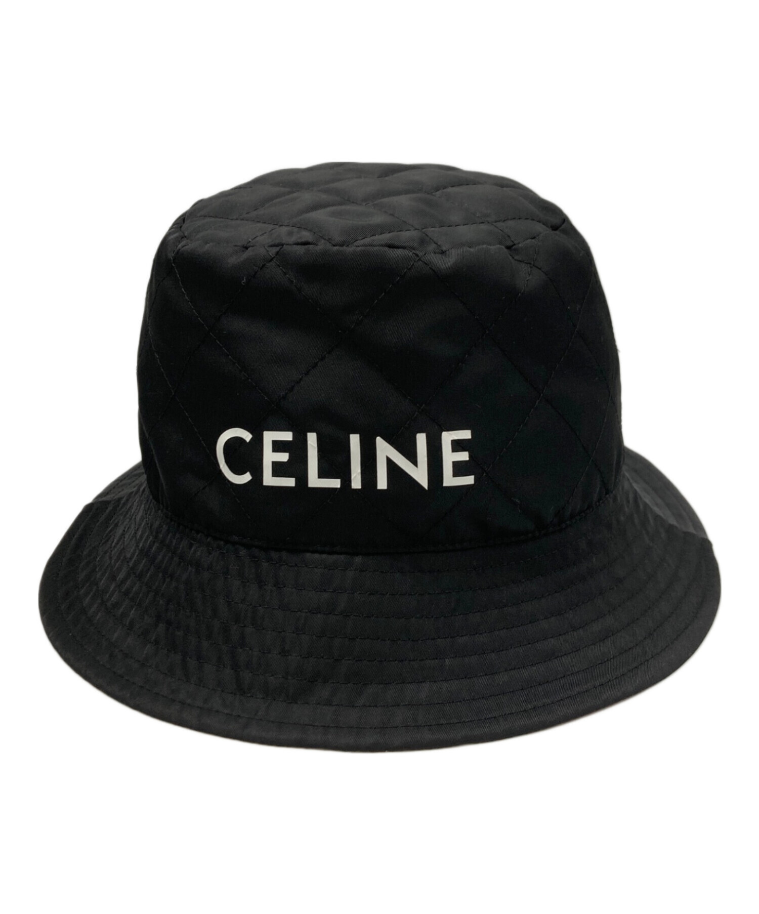 【中古】CELINE ブラック バケットハット L 中古・古着通販】CELINE (セリーヌ) ナイロンツイルキルティング