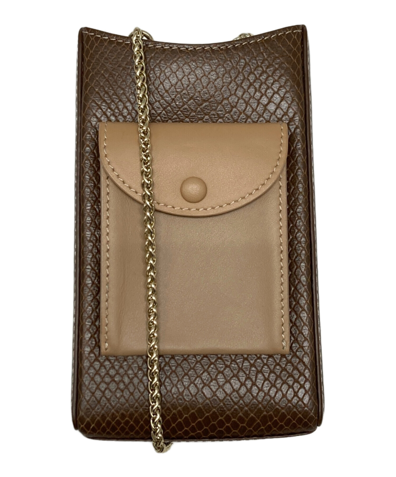 CAFUNÉ ブラウン ショルダーバッグ 中古・古着通販】CAFUNE (カフネ) 型押しレザー チェーン ショルダー