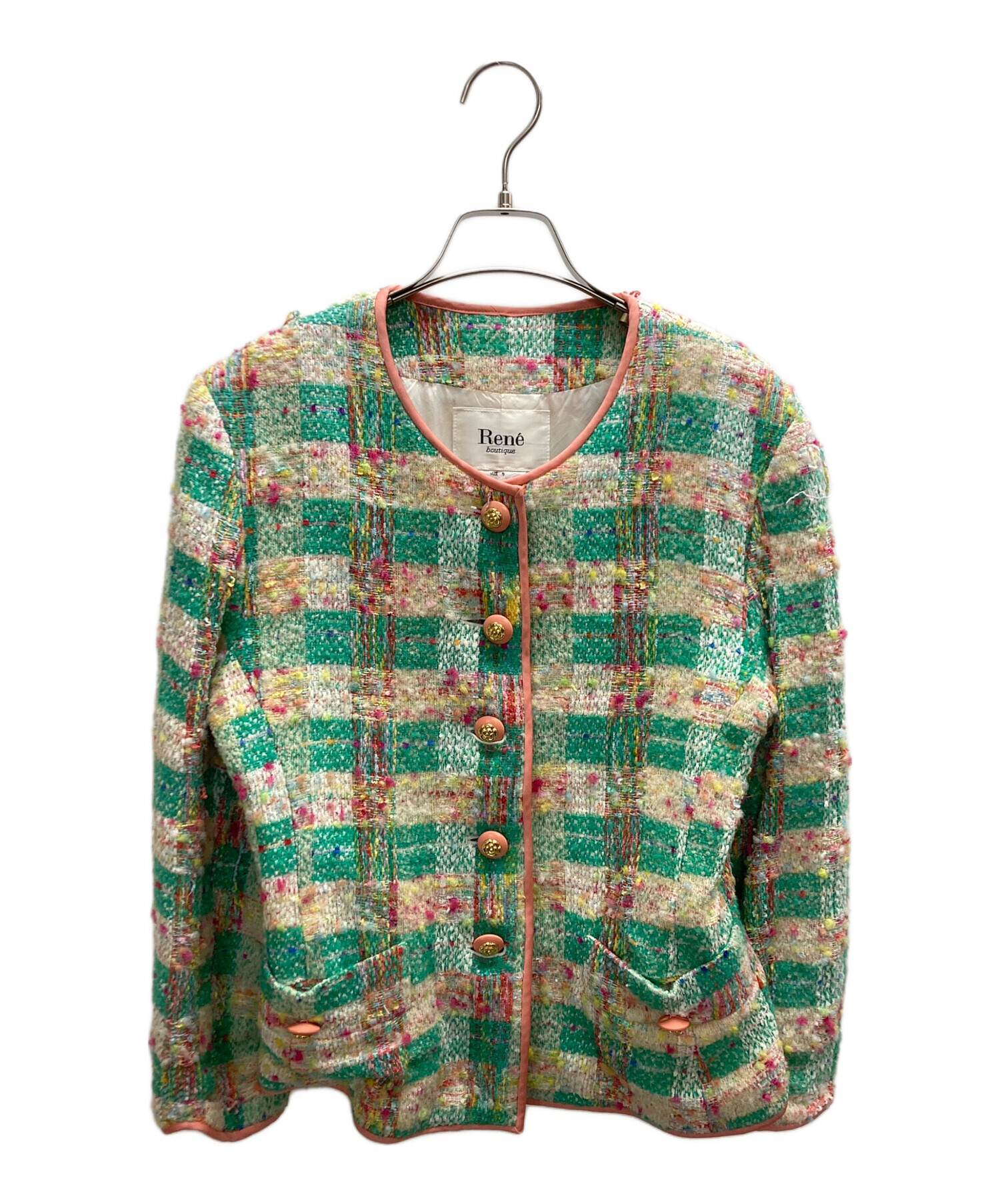 中古・古着通販】Rene (ルネ) ノーカラーファンシーツイードジャケット