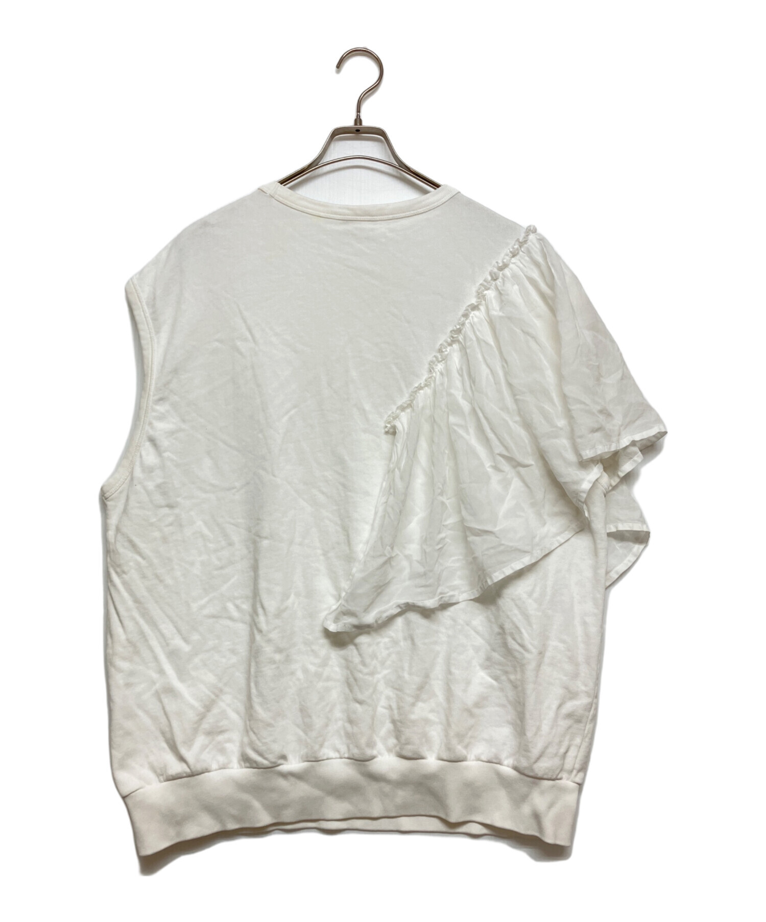 DRIES VAN NOTEN / ドリスヴァンノッテン | コットン 変形 ギャザー トップス 半袖カットソー | S | ホワイト | レディース 中古・古着通販】DRIES VAN NOTEN (ドリスヴァンノッテン) フリル
