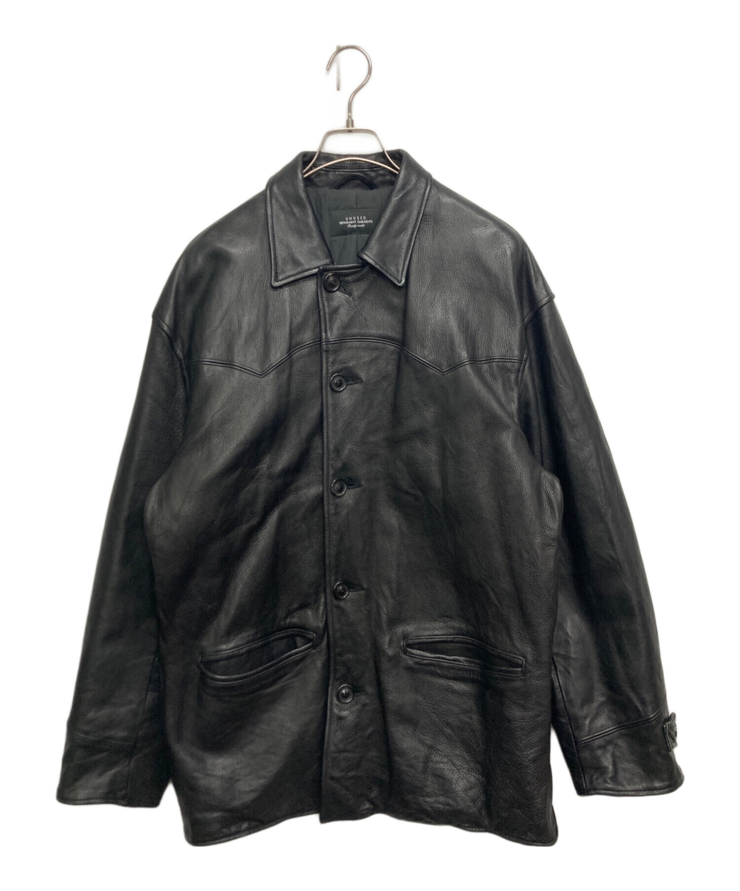 UNUSED レザーカーコート 中古・古着通販】UNUSED (アンユーズド) レザーカーコート ブラック