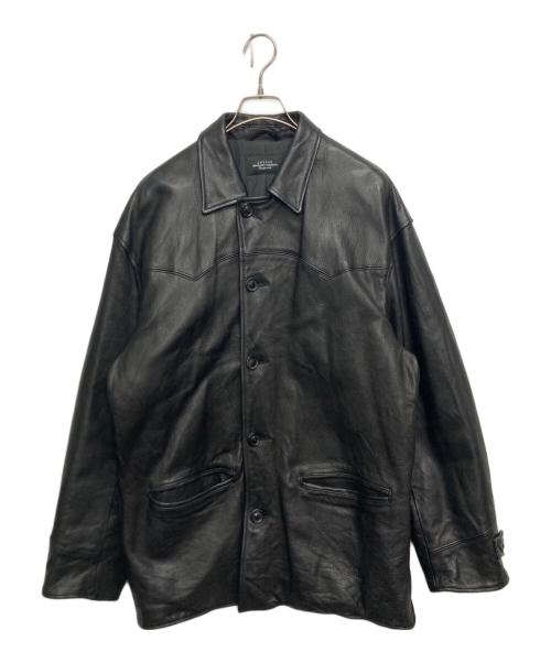 中古・古着通販】UNUSED (アンユーズド) レザーカーコート ブラック