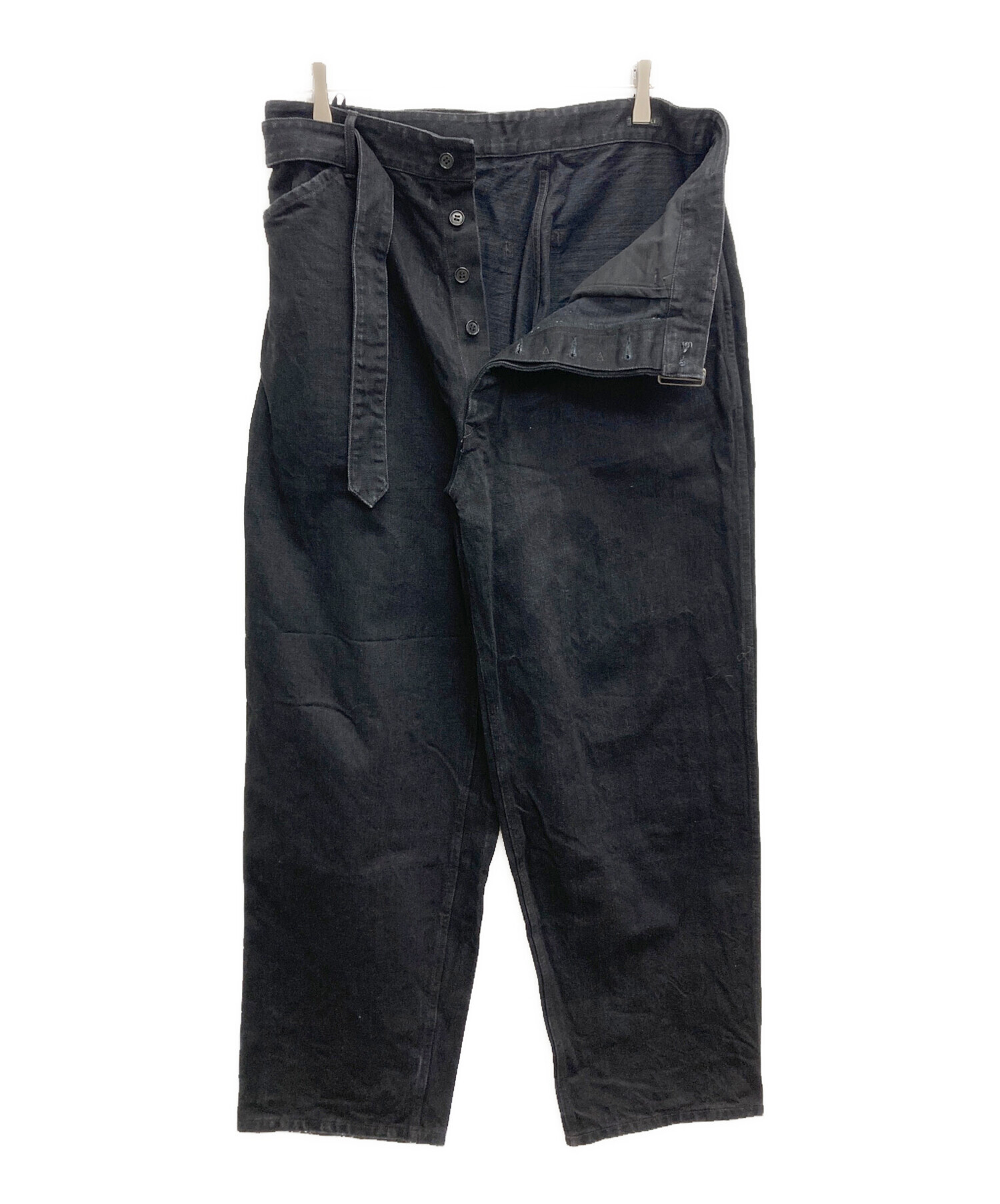 中古・古着通販】COMOLI (コモリ) ブラックデニム ベルテッドパンツ