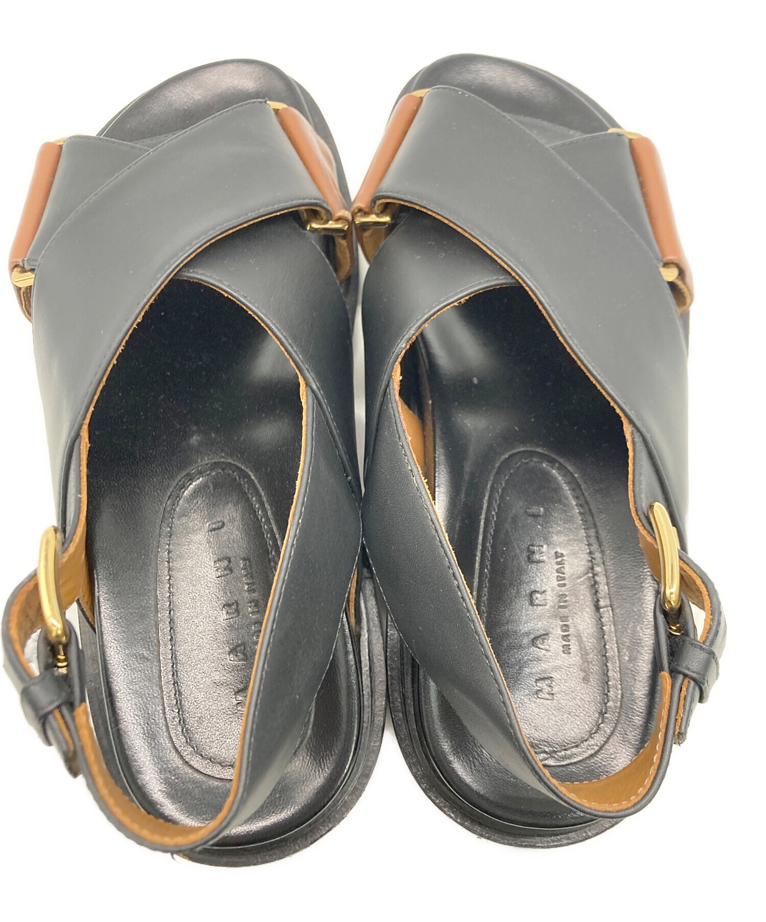 中古・古着通販】MARNI (マルニ) レザー クリスクロスサンダル