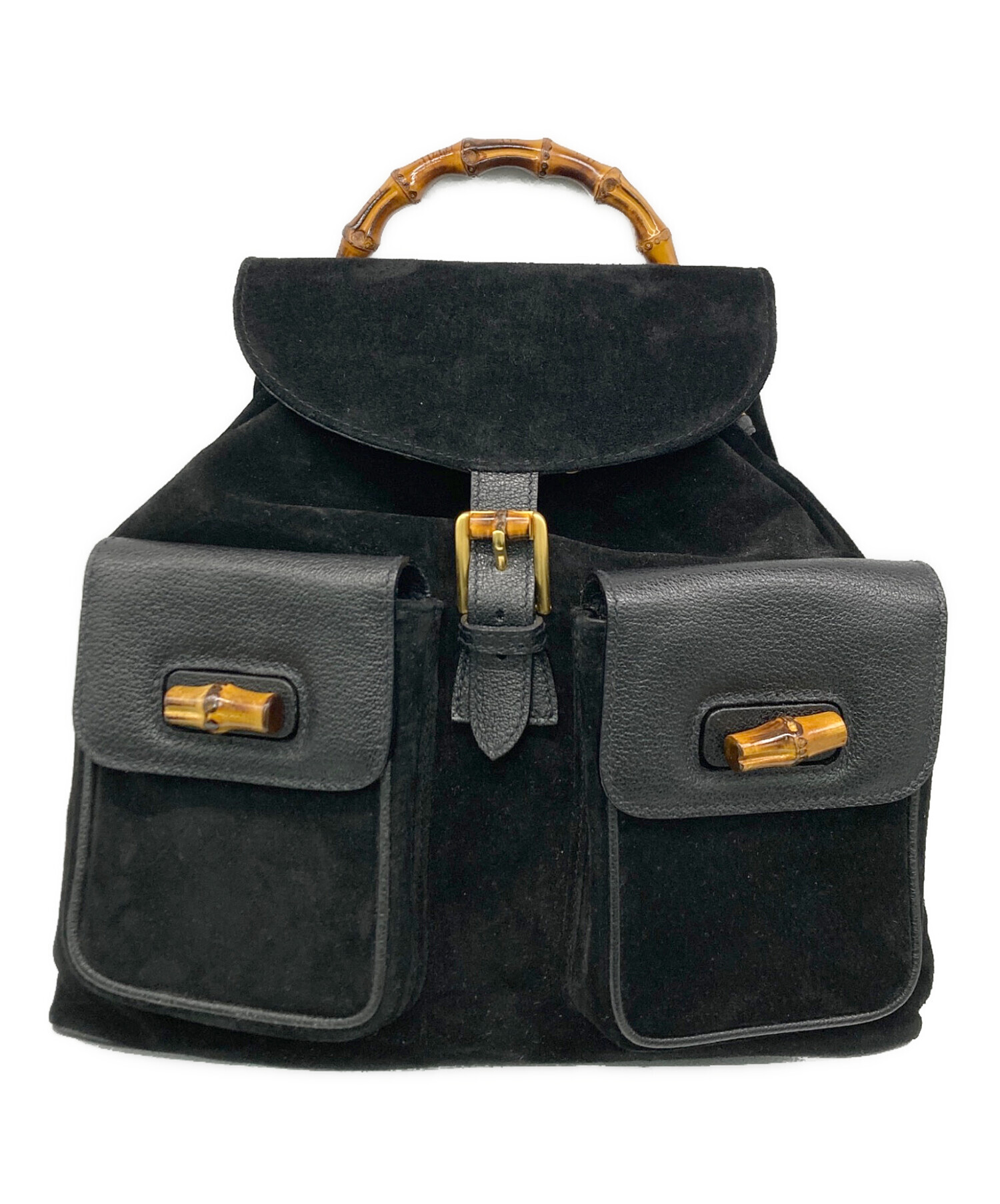 中古・古着通販】GUCCI (グッチ) スウェードレザーコンビバンブー