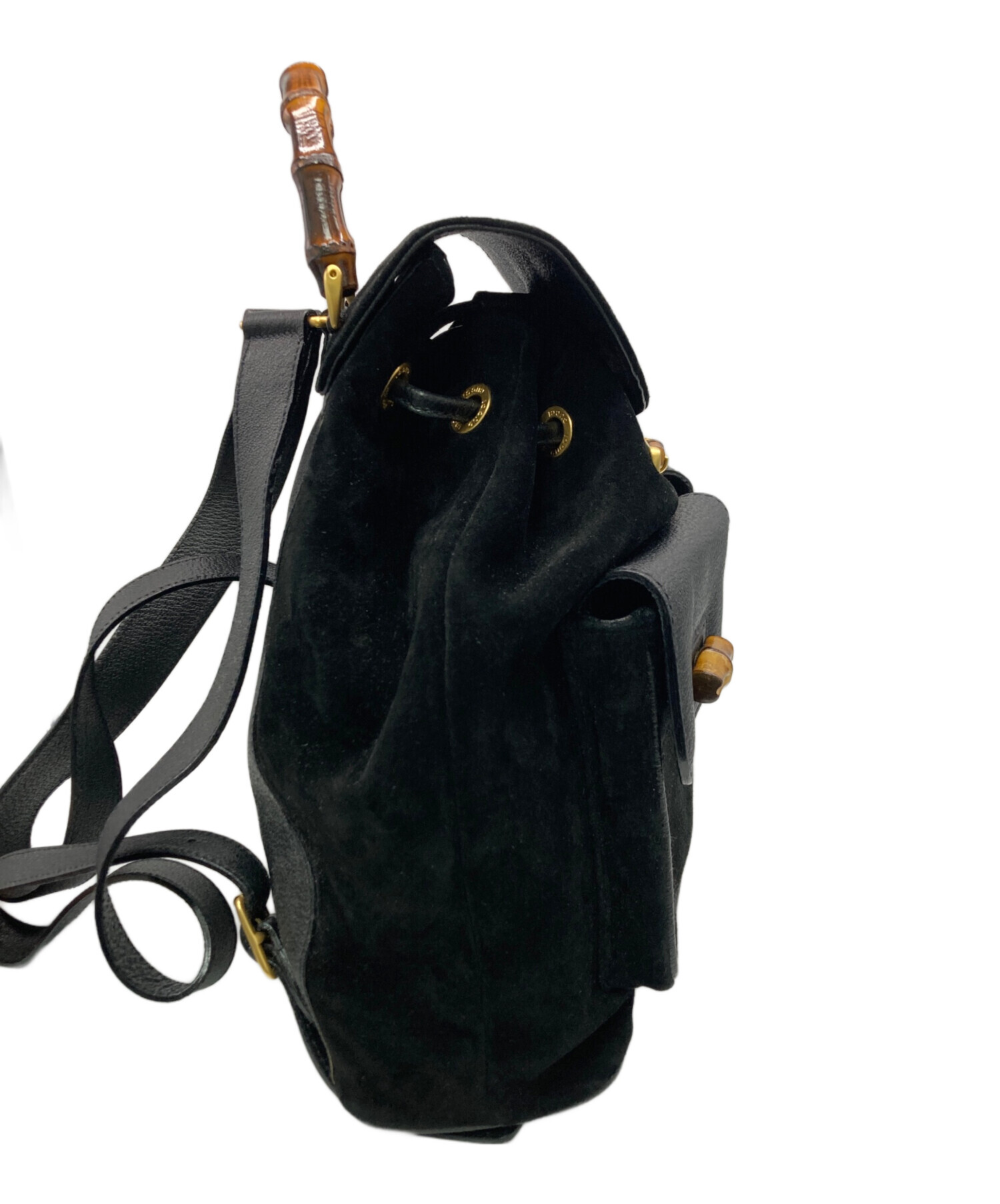 グッチ　GUCCGIレザー ミニリュック ヴィンテージ 中古・古着通販】GUCCI (グッチ) スウェードレザーコンビバンブー