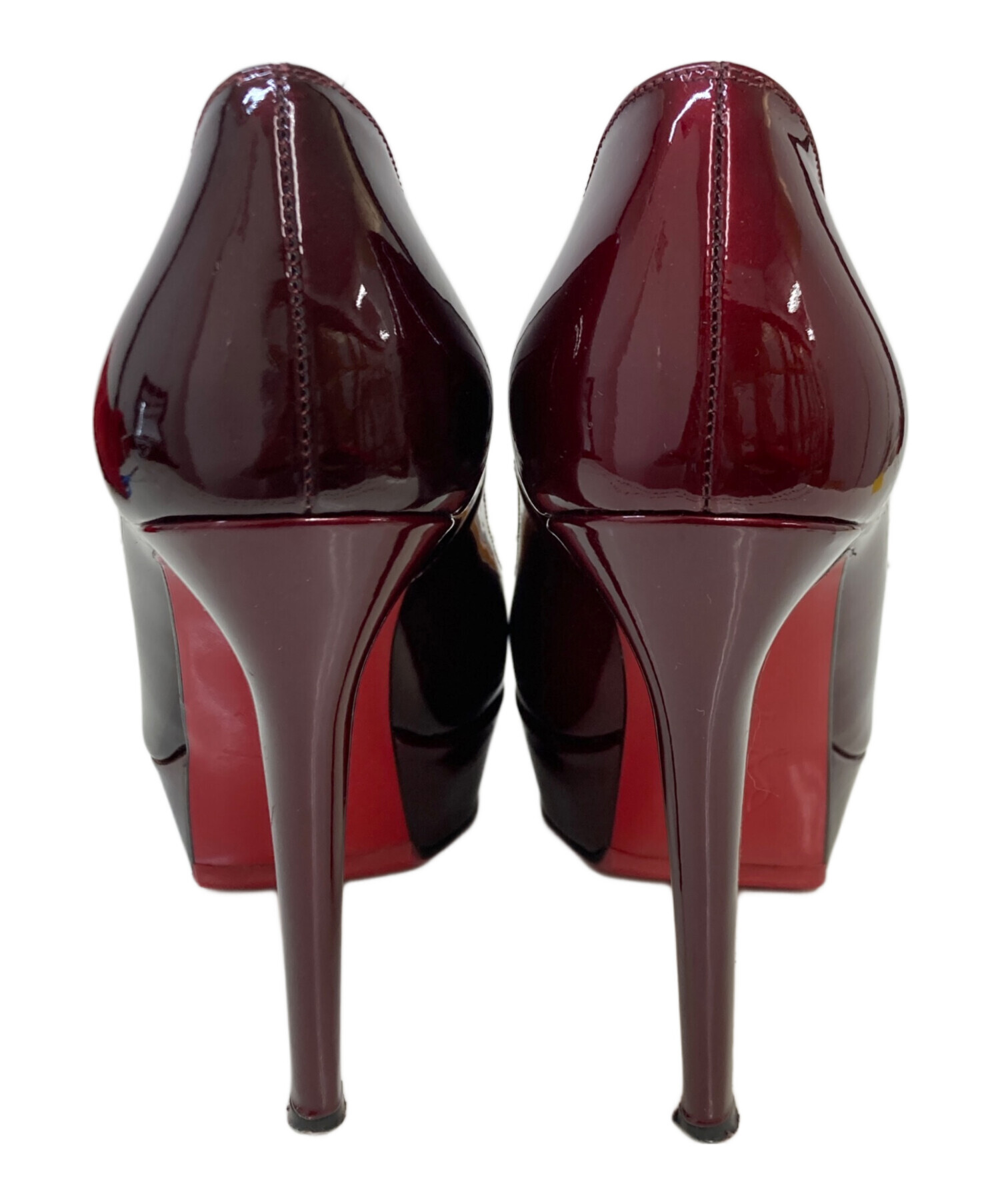 ルブタン36.5 オープントゥパンプス　エナメル　ボルドー　ワインレッド　裏張済 中古・古着通販】Christian Louboutin (クリスチャン・ルブタン