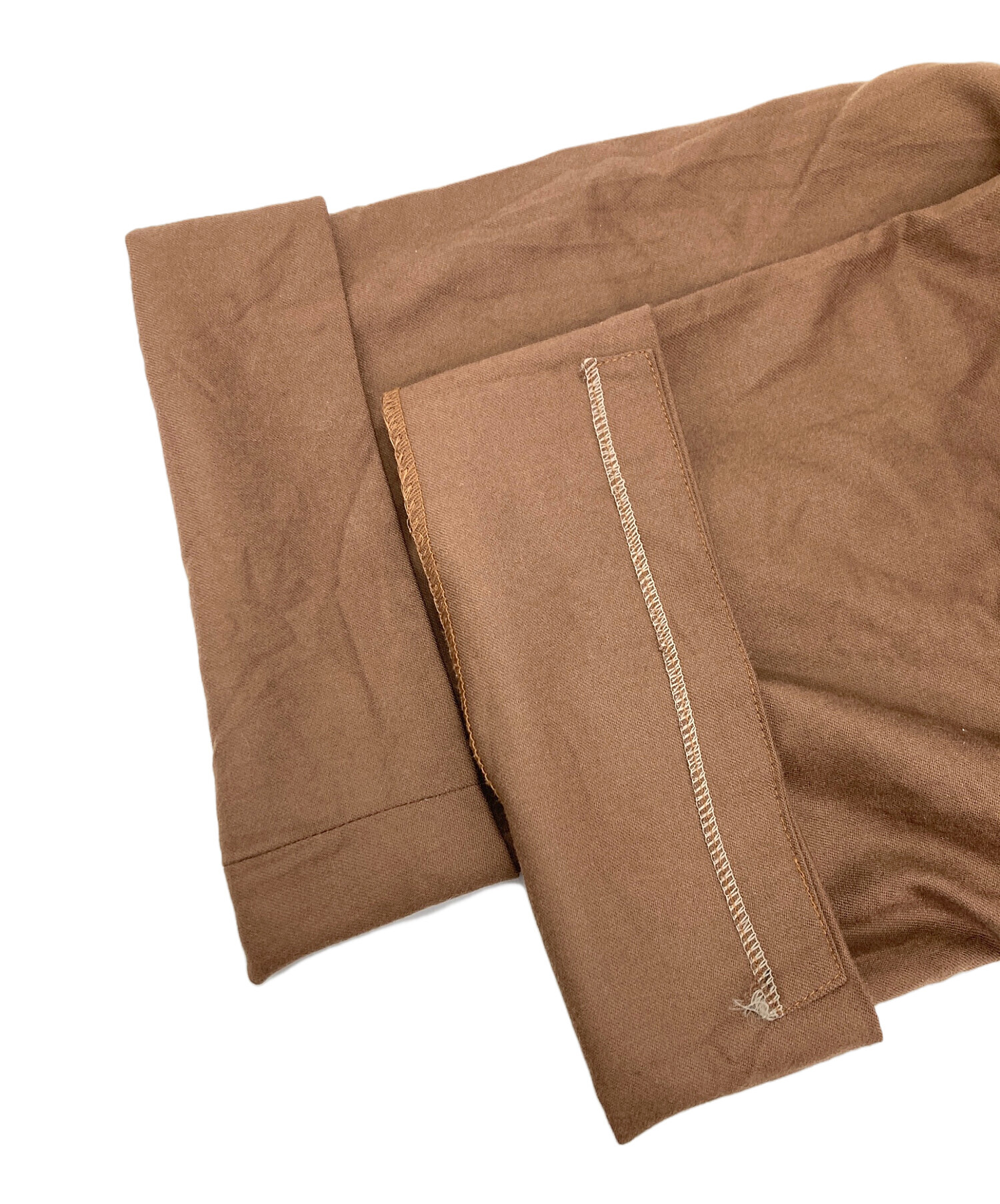 TOMORROWLAND スラックス サイズ表記XS ブラウン 未使用 セール】 コットンオックスフォード 1プリーツイージースラックス