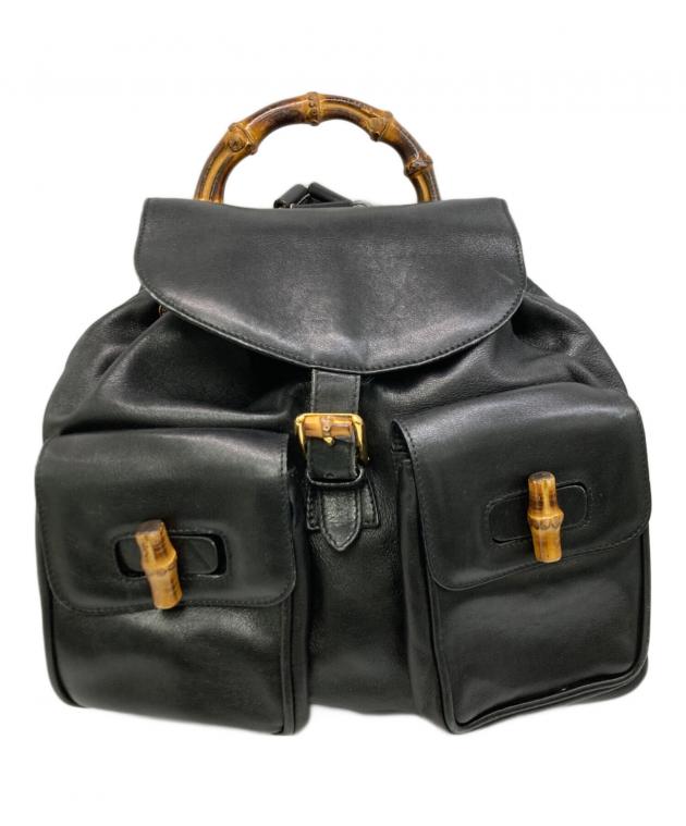 中古・古着通販】GUCCI (グッチ) バンブー バックパック ブラック