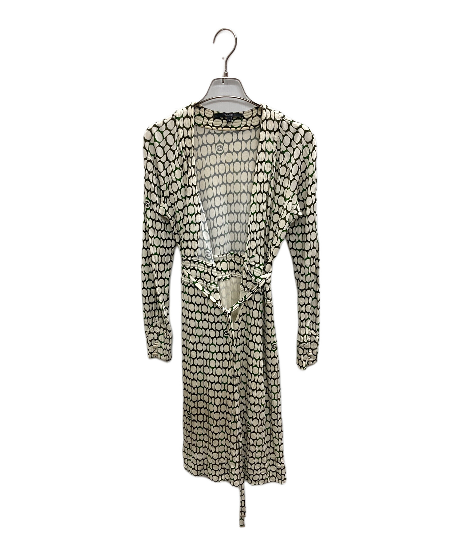 GUCCI グッチ ワンピース レディース 【古着】【中古】 中古・古着通販】GUCCI (グッチ) ワンピース ホワイト×グリーン サイズ