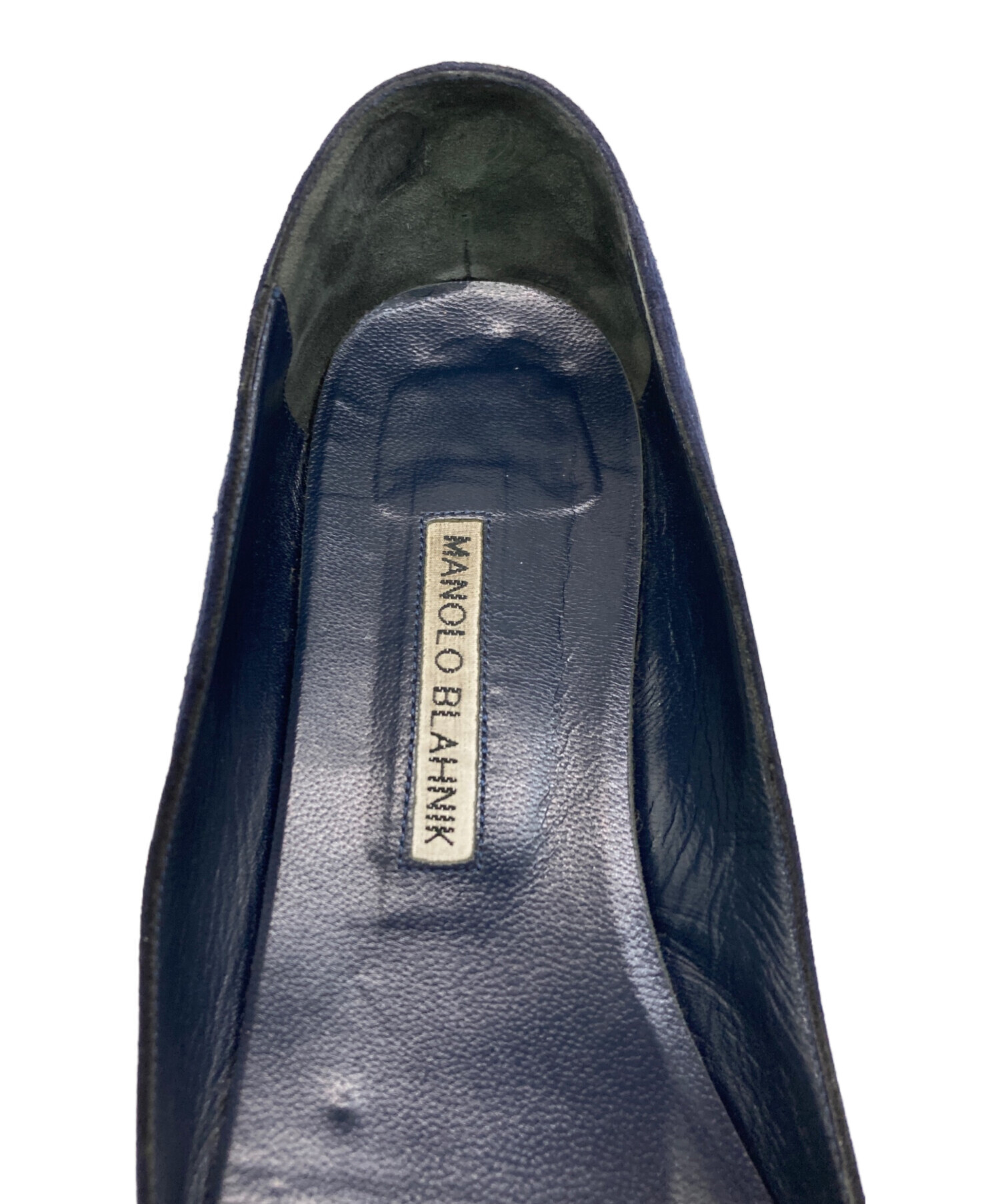 【MANOLO BLAHNIK】パンプス　濃紺　レザー　ポインテッドトゥ 24 中古・古着通販】Manolo Blahnik (マノロブラニク) スエードフラット