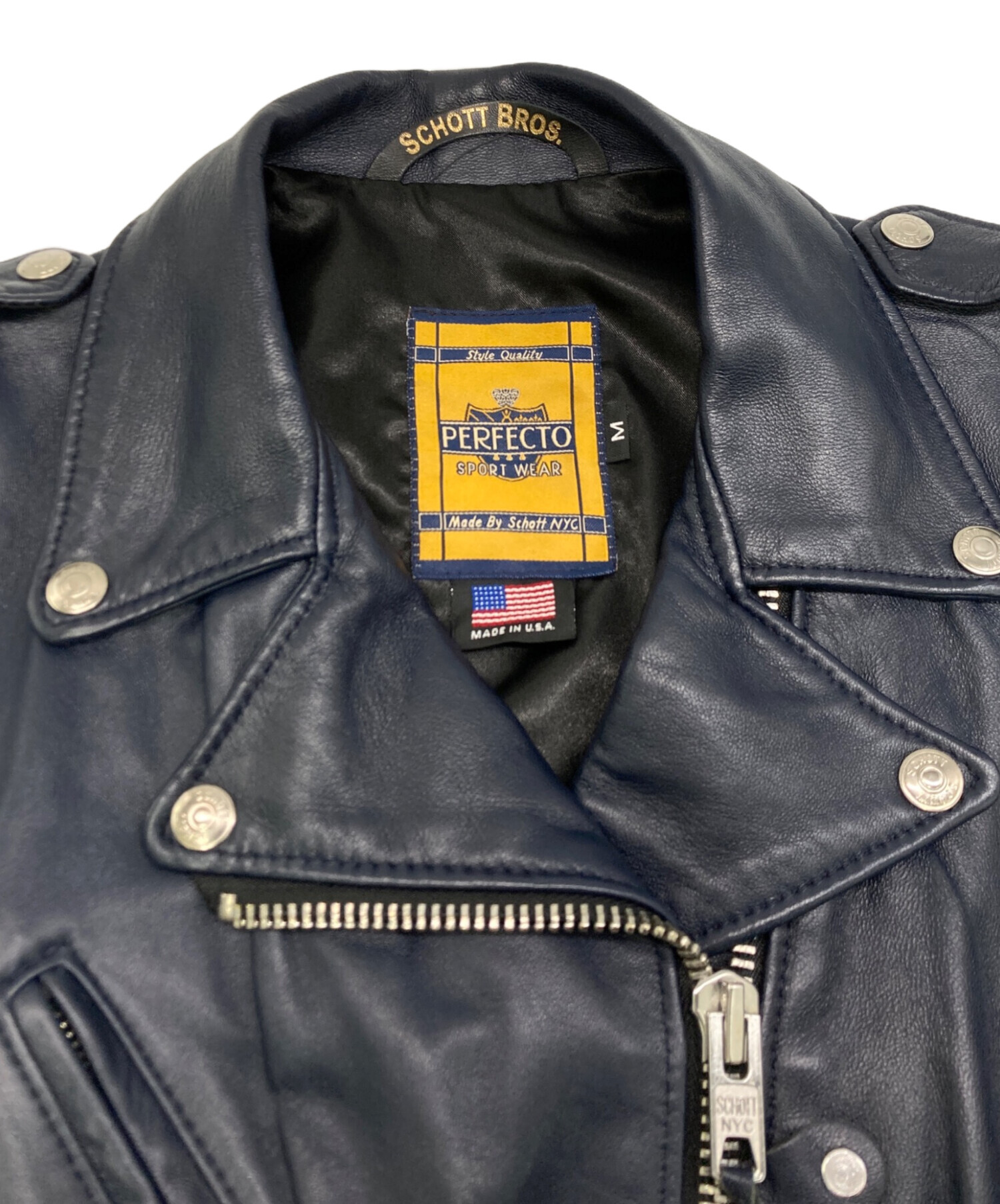 中古・古着通販】Schott (ショット) ライダースジャケット ネイビー