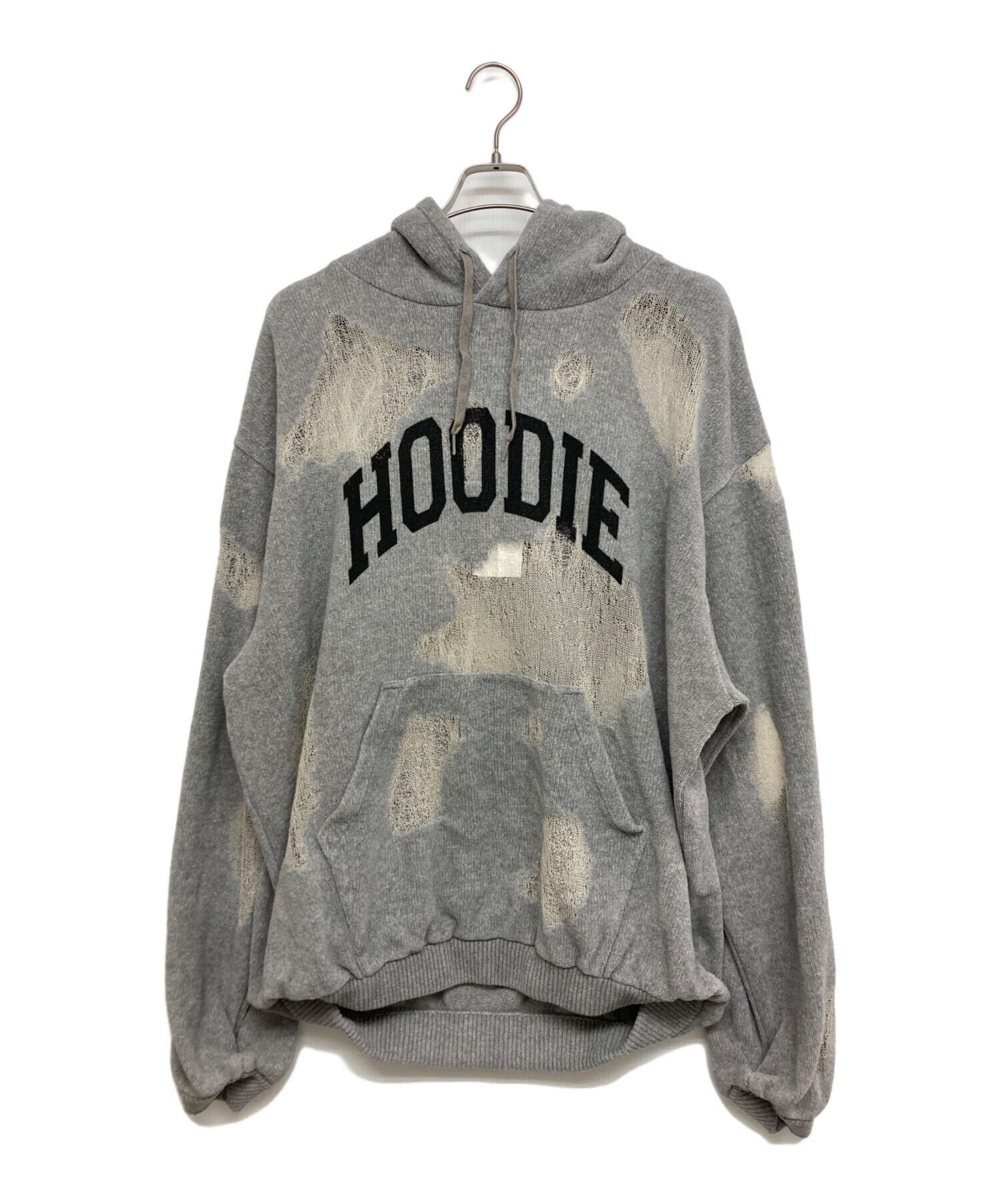 doublet ダブレット スウェット メンズ 【古着】【中古】 中古・古着通販】doublet (ダブレット) RIPPED OFF KNIT HOODIE グレー