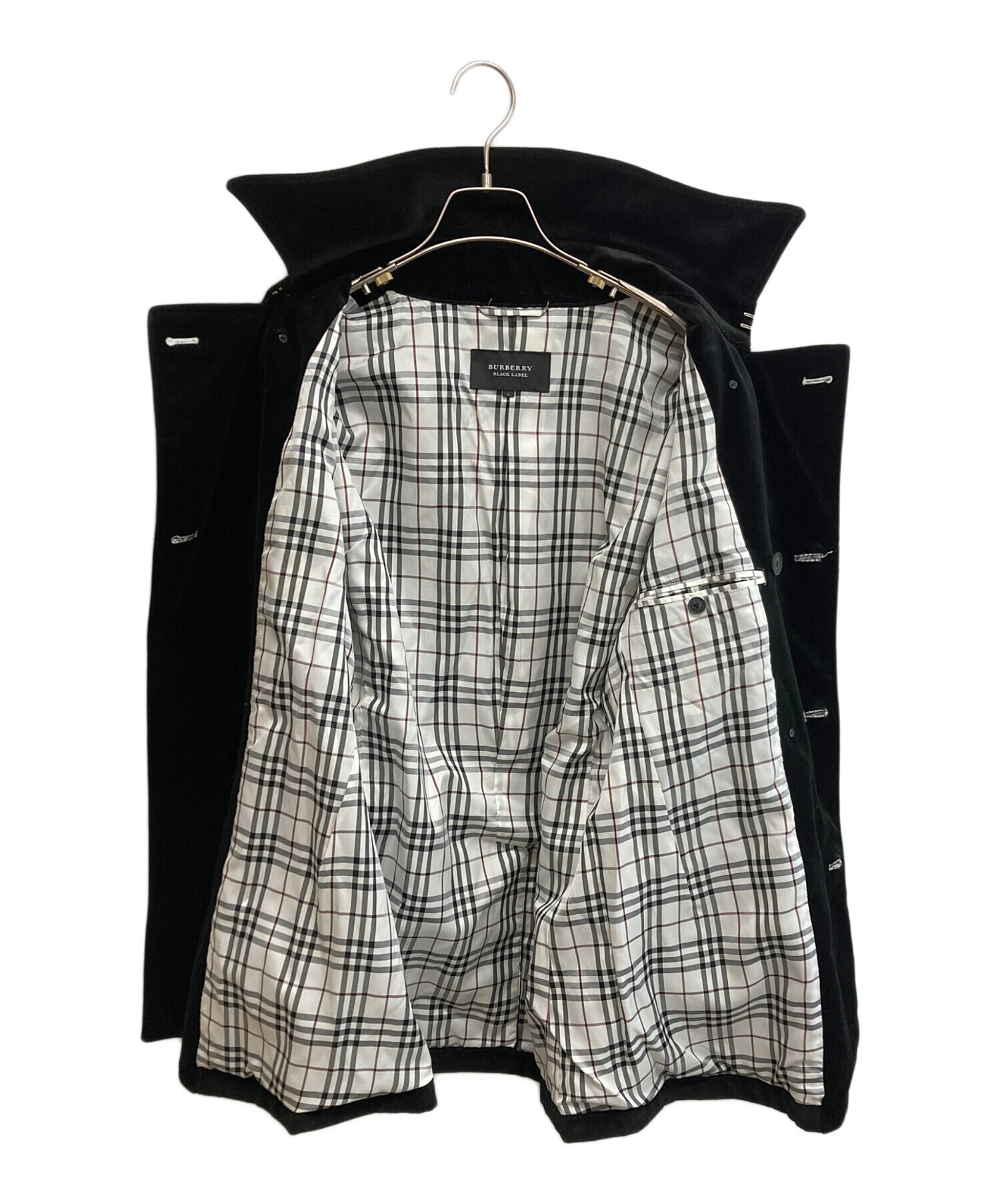 バーバリーブラックレーベル　ベロアコート　サイズL 中古・古着通販】BURBERRY BLACK LABEL (バーバリーブラックレーベル