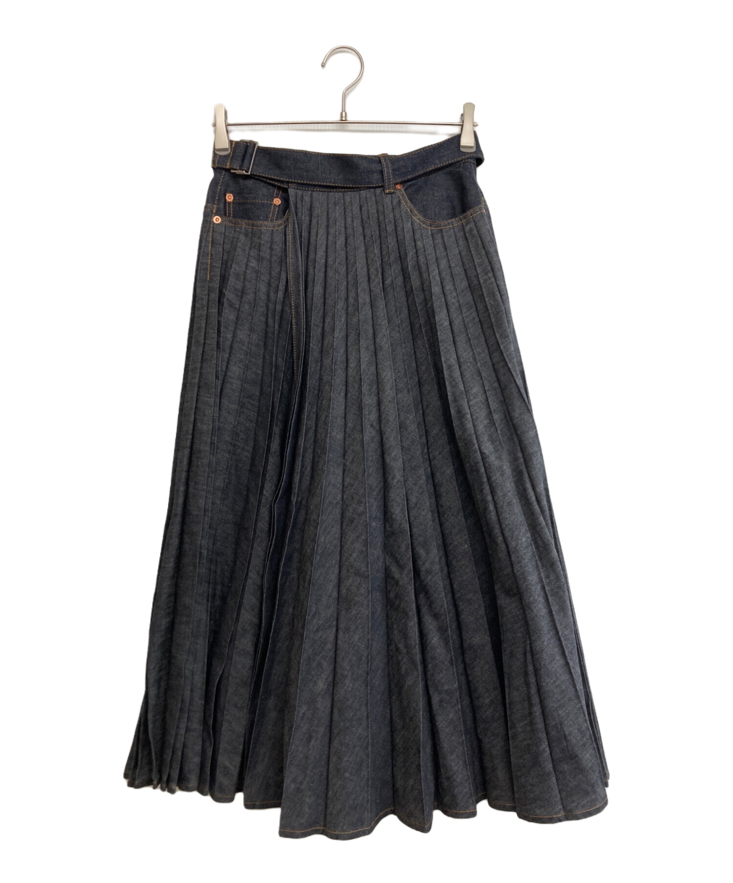 sacai サカイ プリーツ スカート 中古・古着通販】sacai (サカイ) デニムプリーツスカート インディゴ