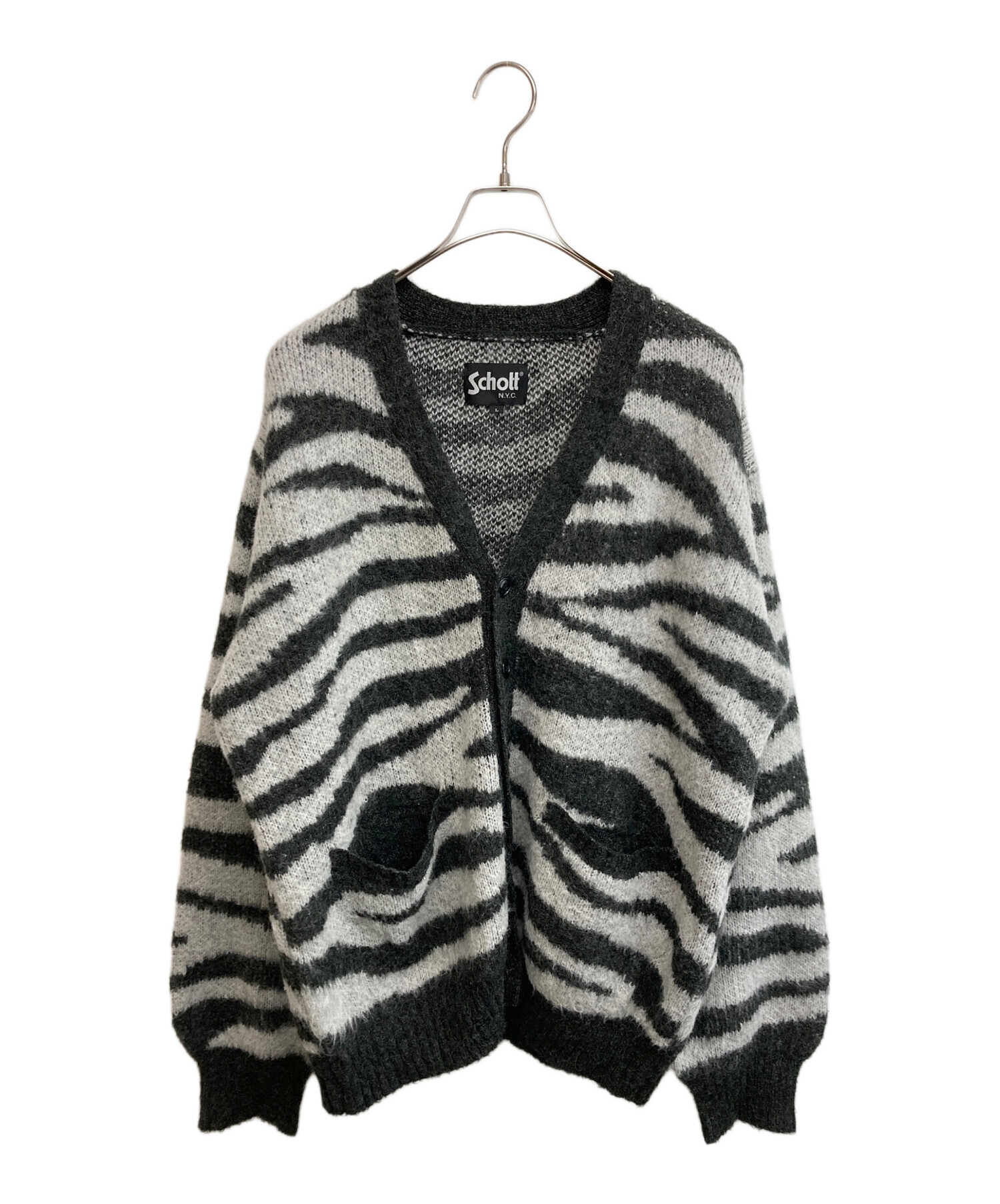 中古・古着通販】Schott (ショット) MOHAR ZEBRA CARDIGAN グレー
