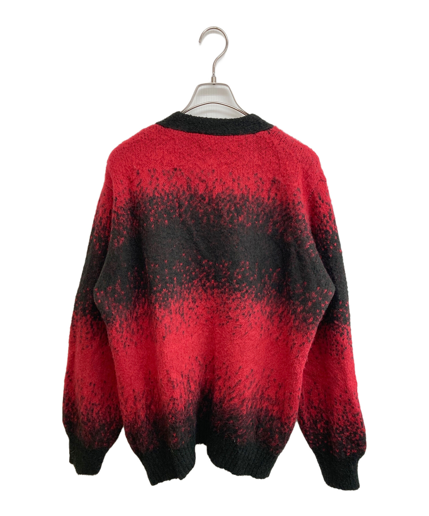 Schott モヘア カーディガン ボーダー 赤 黒 中古・古着通販】Schott (ショット) MOHAIR OMBRE BORDER CARDIGAN