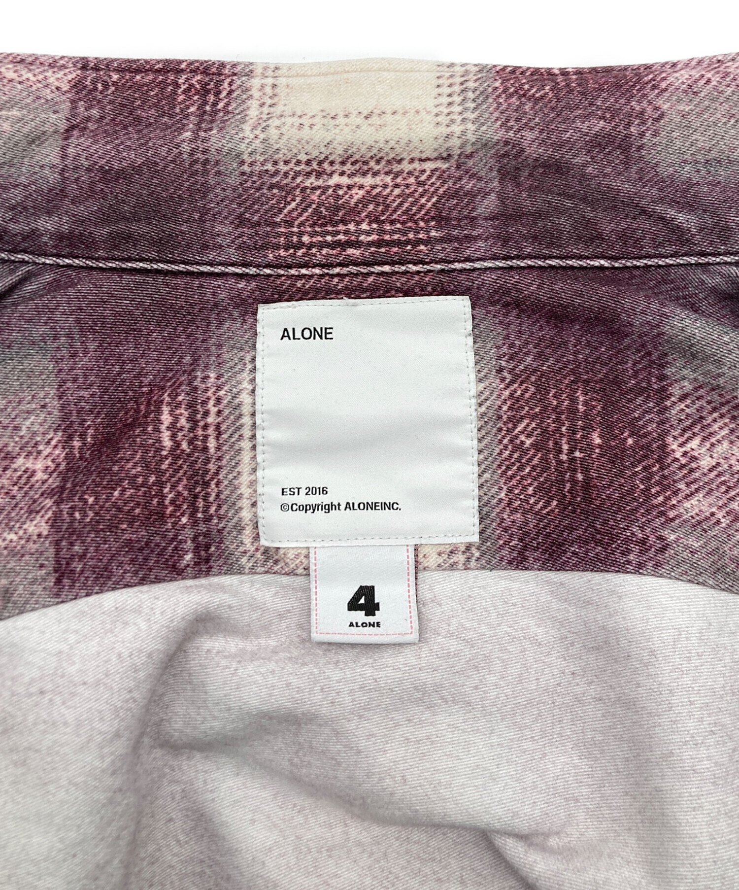 ALONE inc 開襟チェックシャツsize4 中古・古着通販】ALONE inc. (アローン) オンブレチェックシャツ