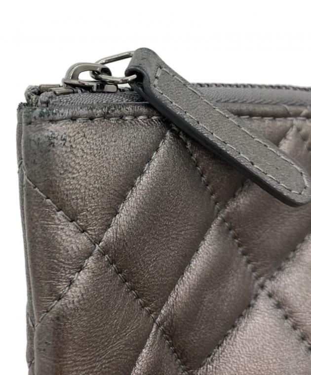 中古・古着通販】CHANEL (シャネル) シルバー ラムスキン クラッチ