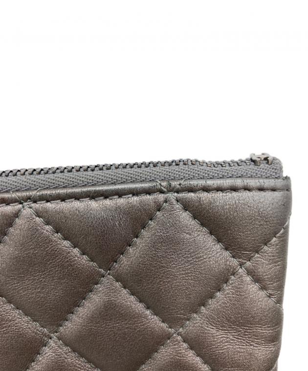 中古・古着通販】CHANEL (シャネル) シルバー ラムスキン クラッチ