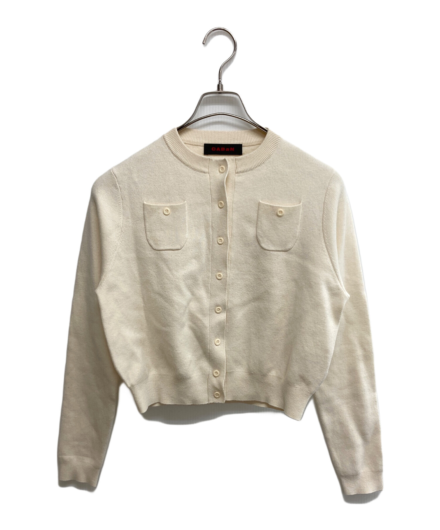 良品 23AW CABaN キャバン コットンカシミヤ クルーネック ニットカーディガン XS イエロー レディース 古着 中古 USED CABaN（キャバン） 良品 23AW CABaN コットンカシミヤ クルーネック
