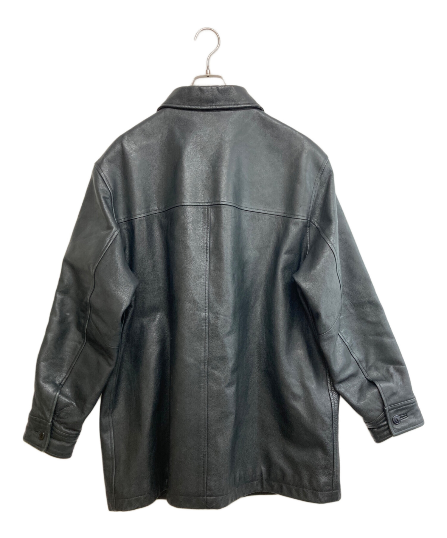GAP ブラック レザー　カーコート Lサイズ　タグ付きデッドストック 中古・古着通販】GAP (ギャップ) レザーカーコート ブラック サイズ