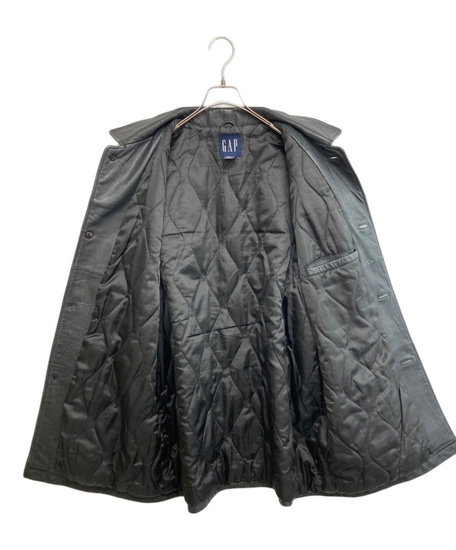 中古・古着通販】GAP (ギャップ) レザーカーコート ブラック サイズ