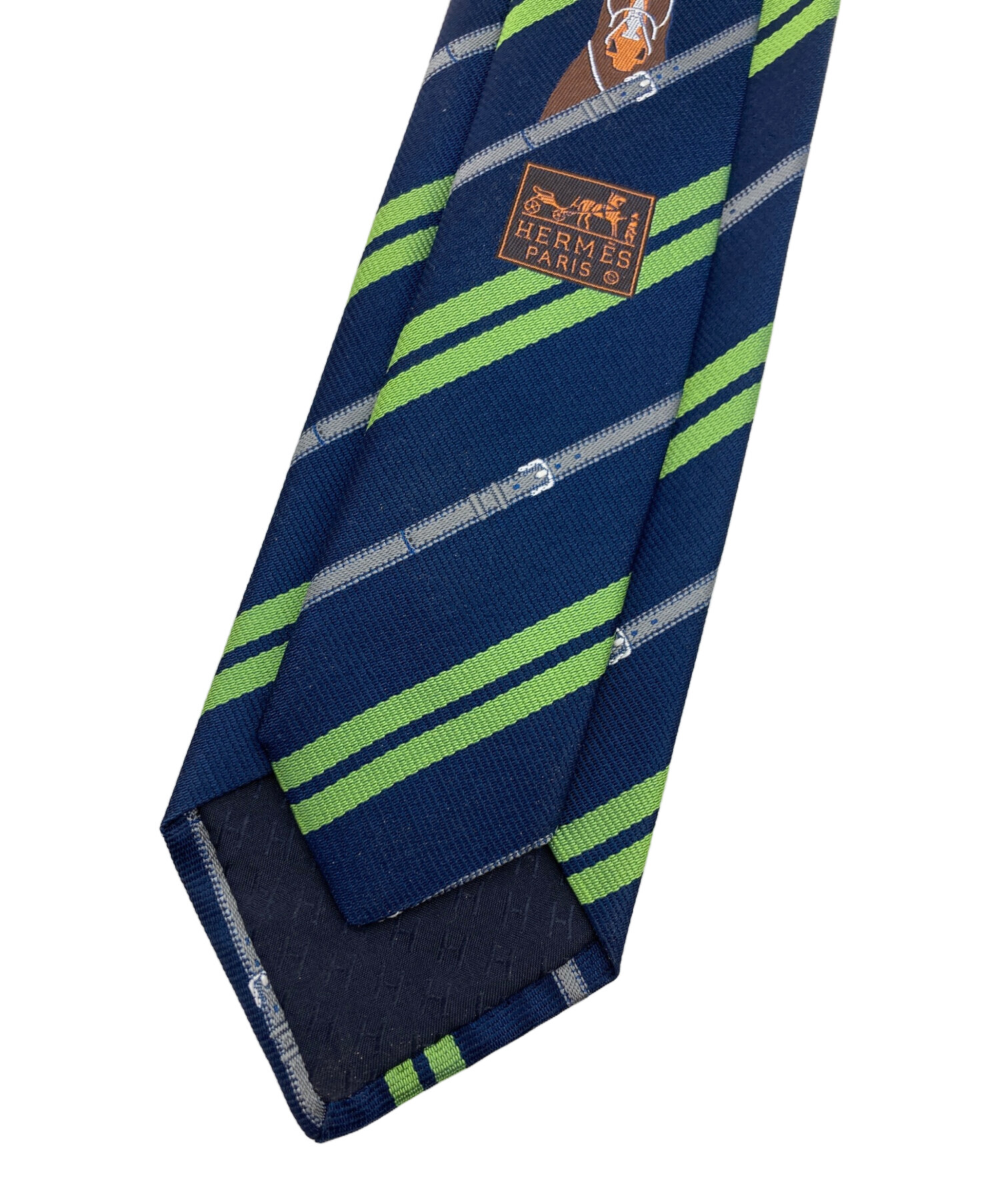 中古・古着通販】HERMES (エルメス) ベルト柄 ネクタイ グリーン