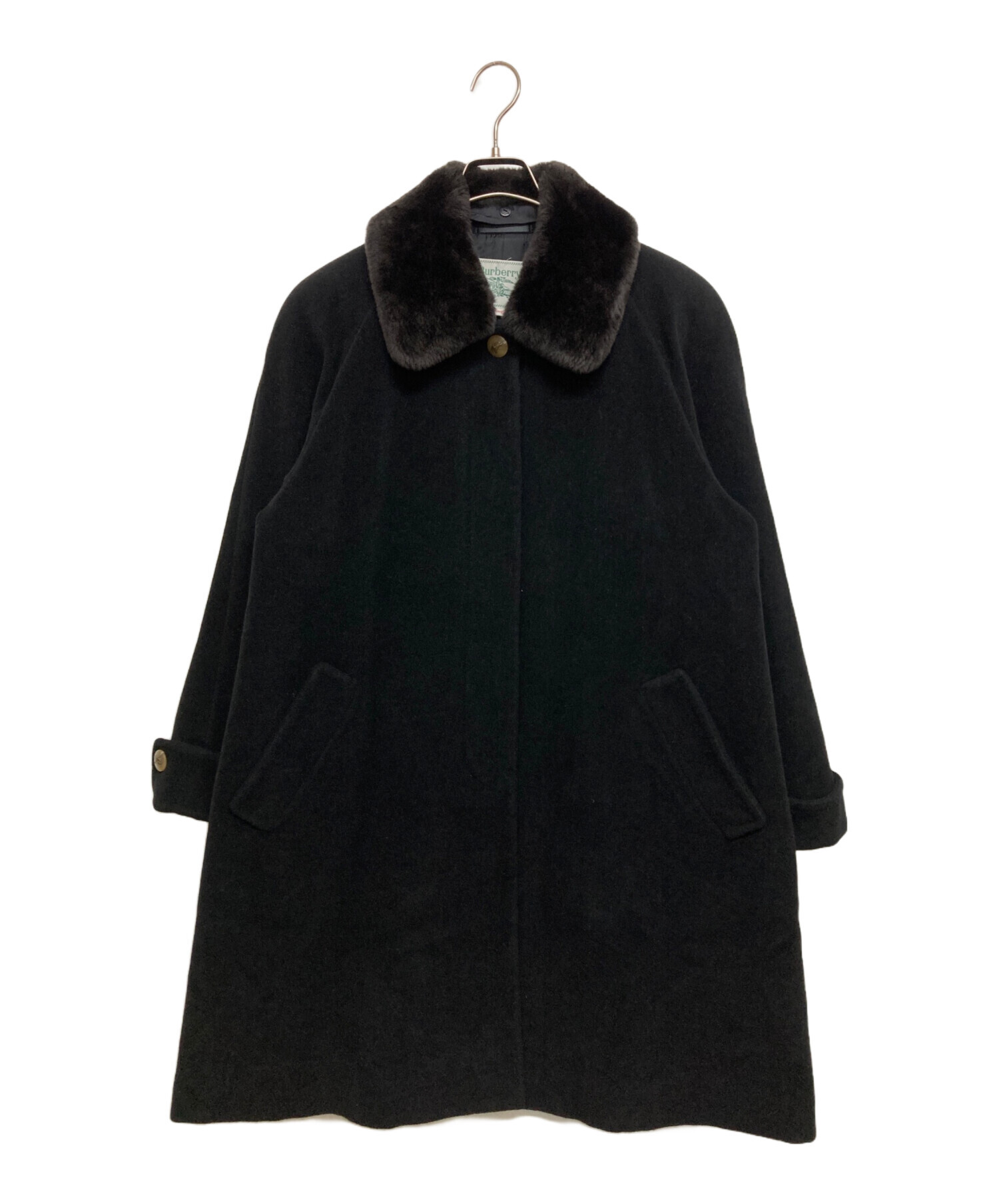 美品 バーバリー ウールコート Burberry ヴィンテージ 古着 黒 中古・古着通販】Burberry's (バーバリー) ファー付きウールコート