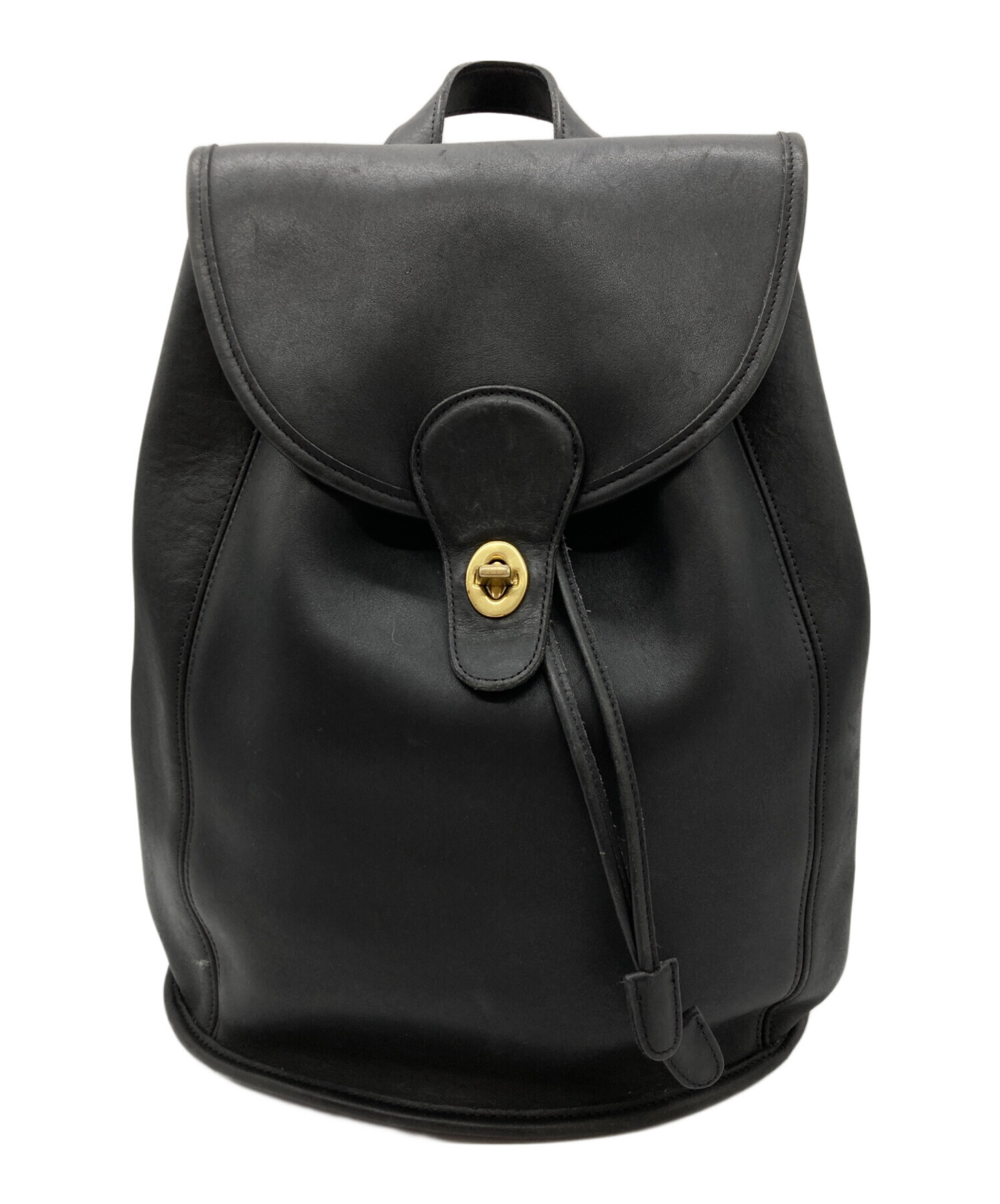 中古・古着通販】COACH (コーチ) レザーリュック ブラック サイズ:実寸
